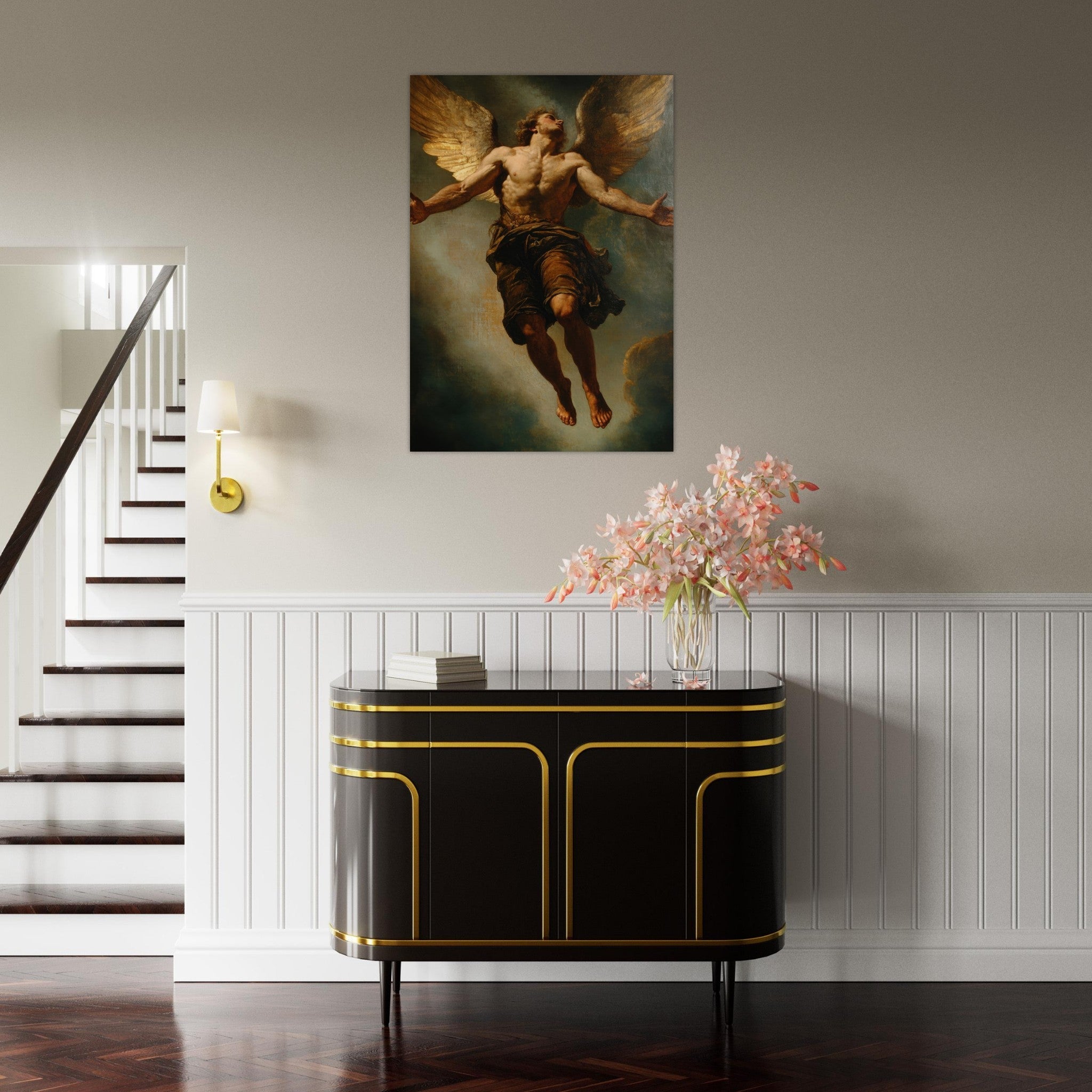 Aluminum Print Portrait - The Fallen Angels Descent Baroque Mythological 3 - Shop Ai Art WebShop - Digital Art online Store