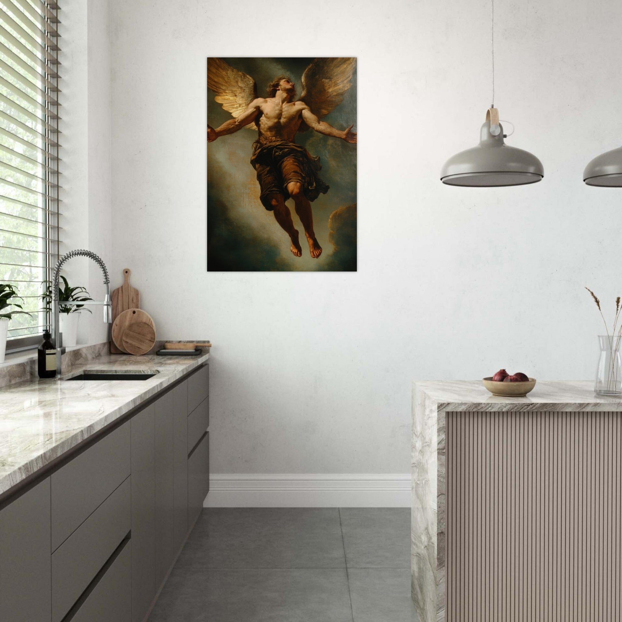 Aluminum Print Portrait - The Fallen Angels Descent Baroque Mythological 3 - Shop Ai Art WebShop - Digital Art online Store