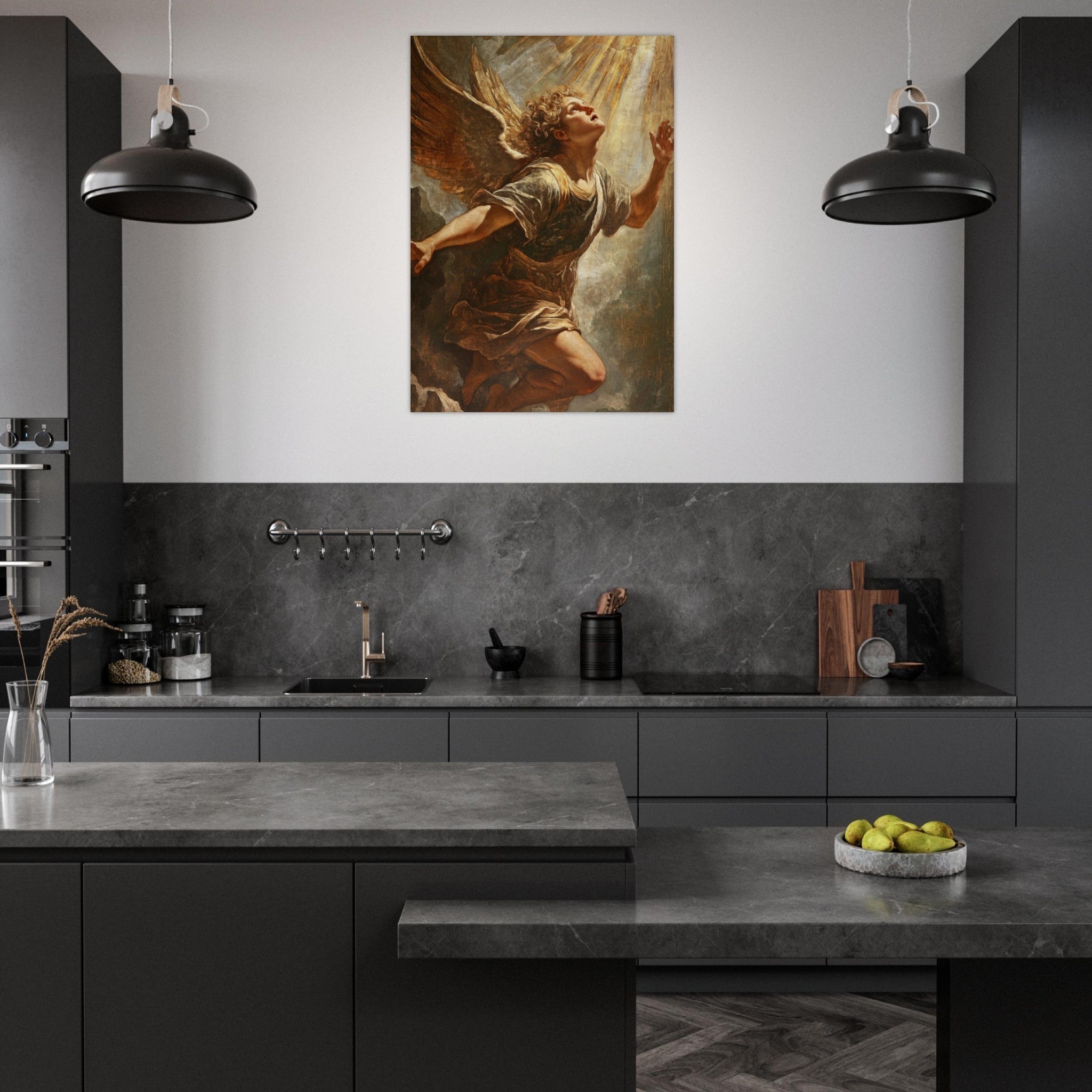 Aluminum Print Portrait - The Fallen Angels Descent Baroque Mythological 4 - Shop Ai Art WebShop - Digital Art online Store