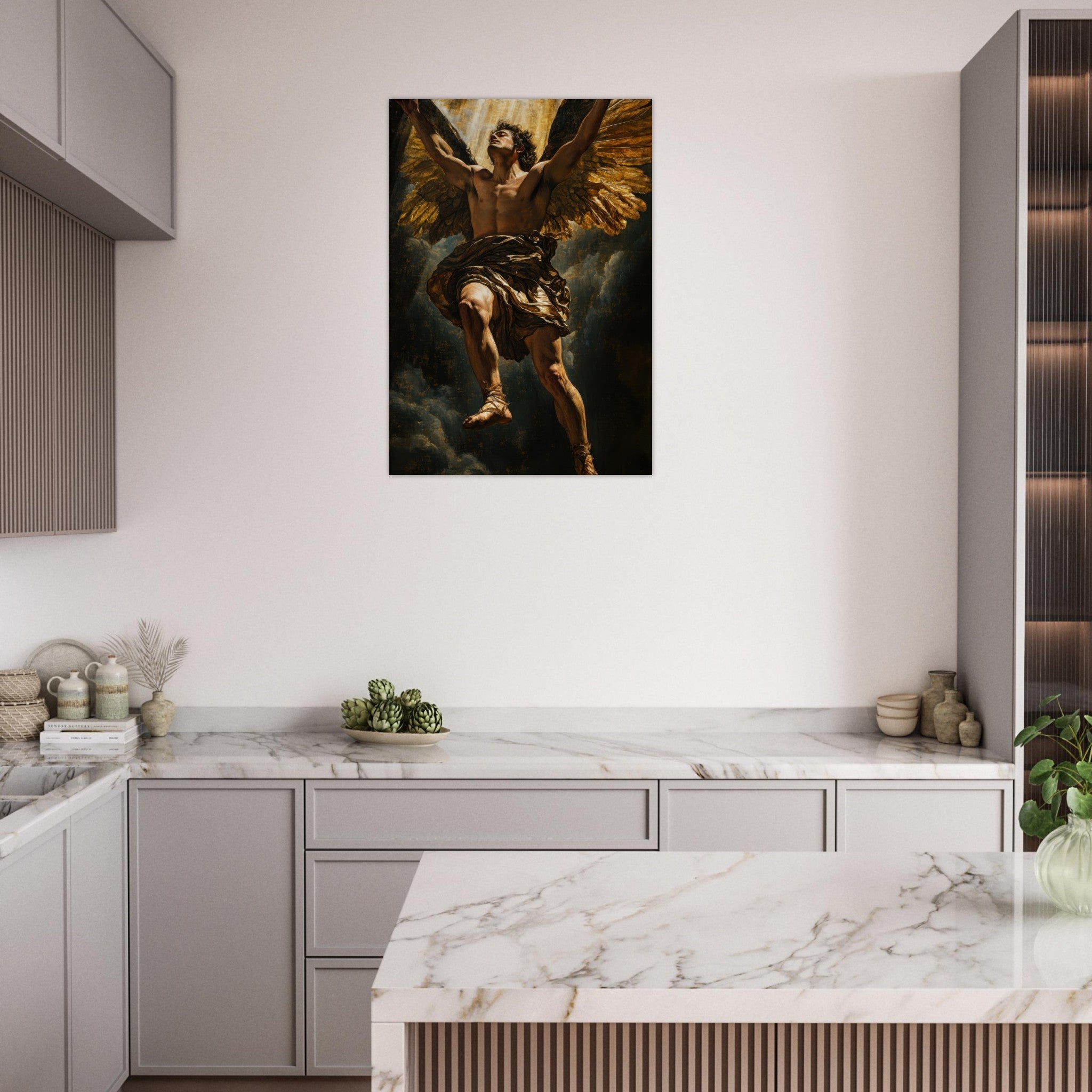 Aluminum Print Portrait - The Fallen Angels Descent Baroque Mythological 5 - Shop Ai Art WebShop - Digital Art online Store
