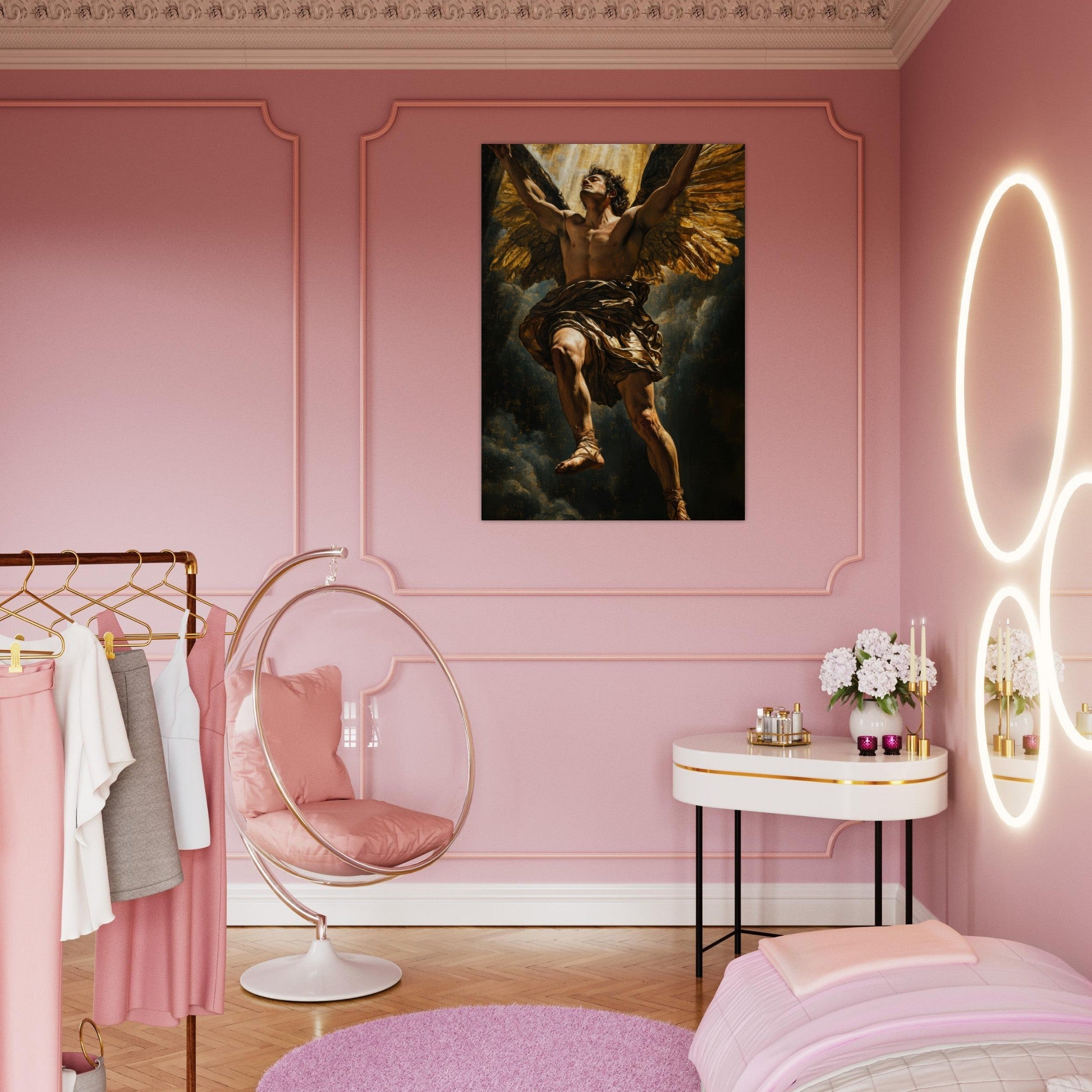 Aluminum Print Portrait - The Fallen Angels Descent Baroque Mythological 5 - Shop Ai Art WebShop - Digital Art online Store