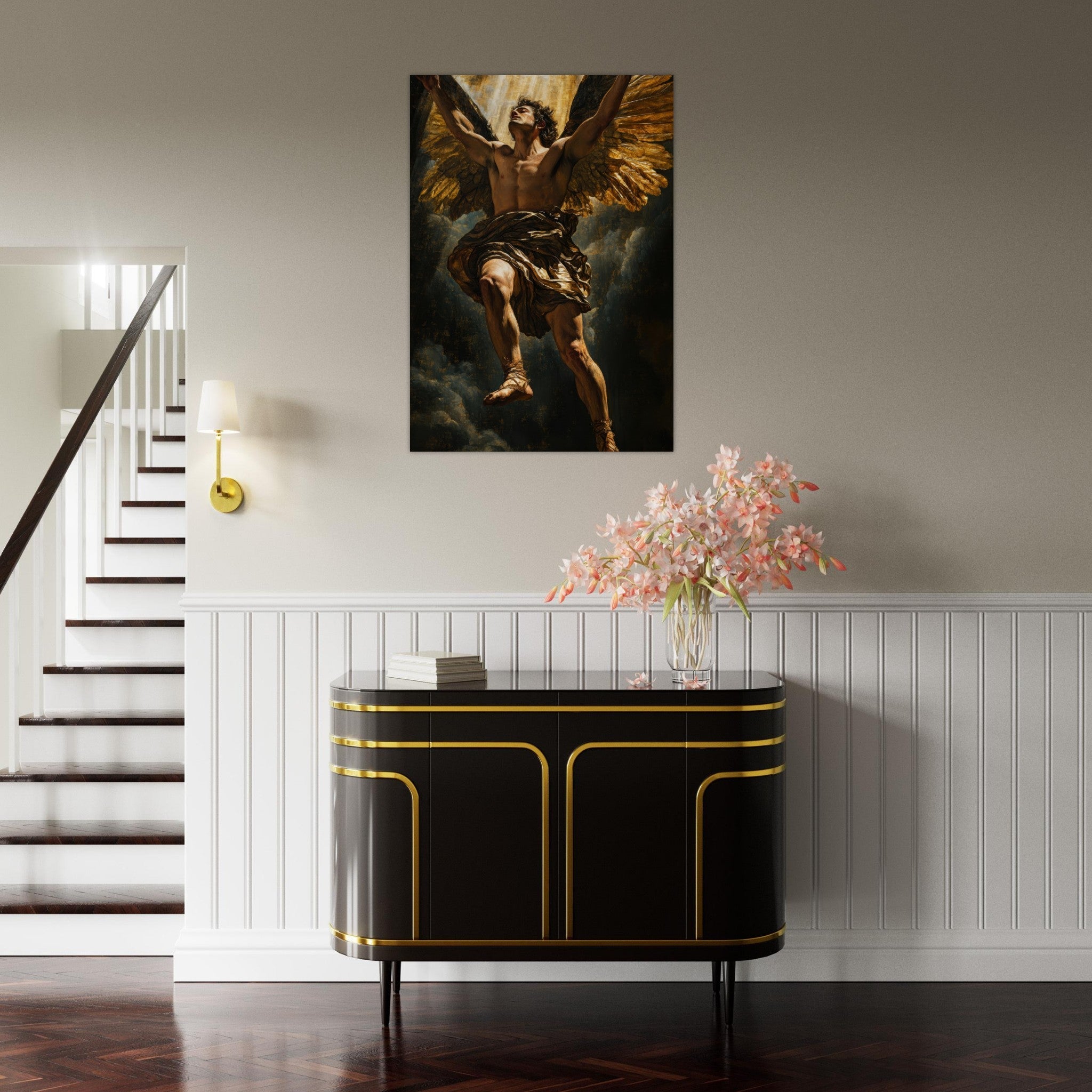 Aluminum Print Portrait - The Fallen Angels Descent Baroque Mythological 5 - Shop Ai Art WebShop - Digital Art online Store