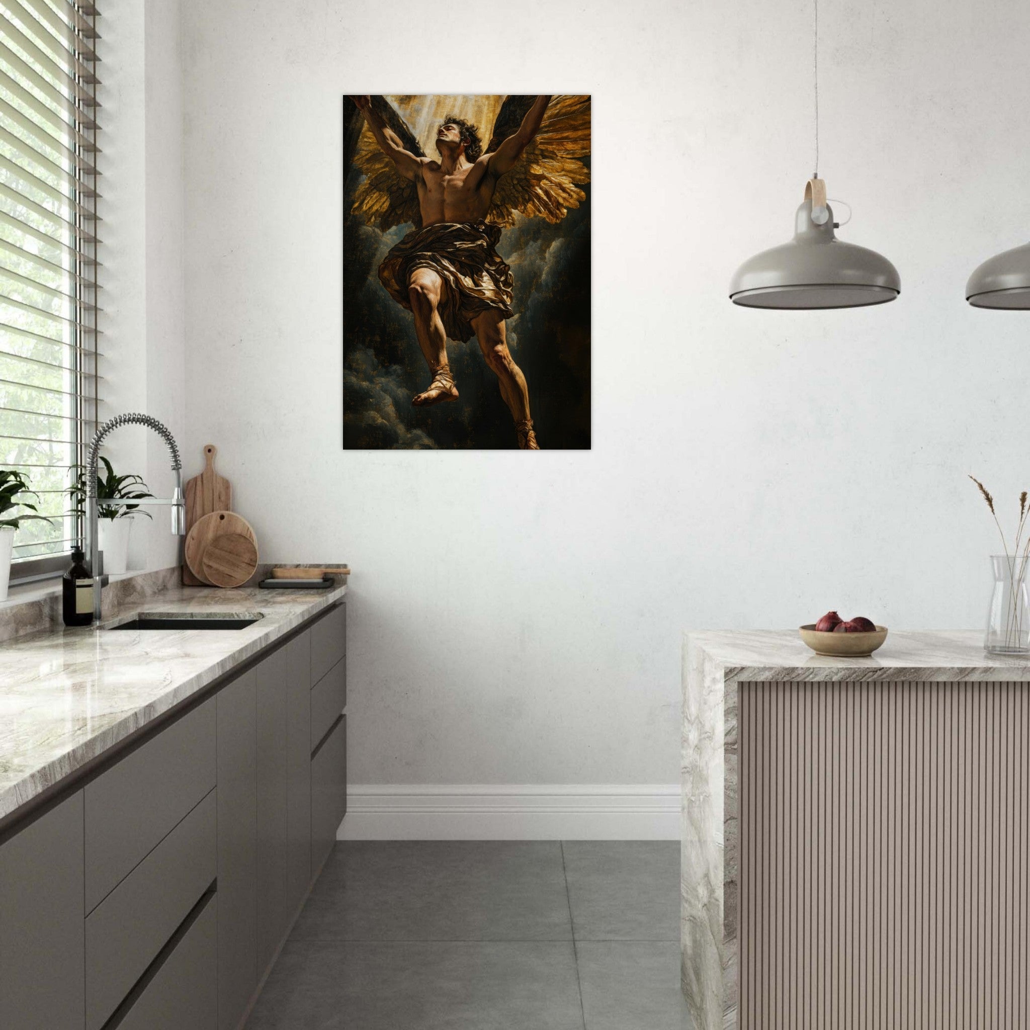 Aluminum Print Portrait - The Fallen Angels Descent Baroque Mythological 5 - Shop Ai Art WebShop - Digital Art online Store