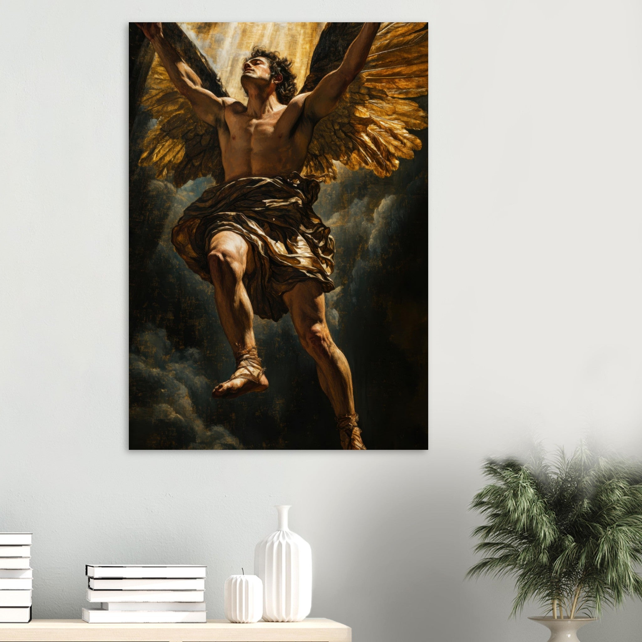 Aluminum Print Portrait - The Fallen Angels Descent Baroque Mythological 5 - Shop Ai Art WebShop - Digital Art online Store