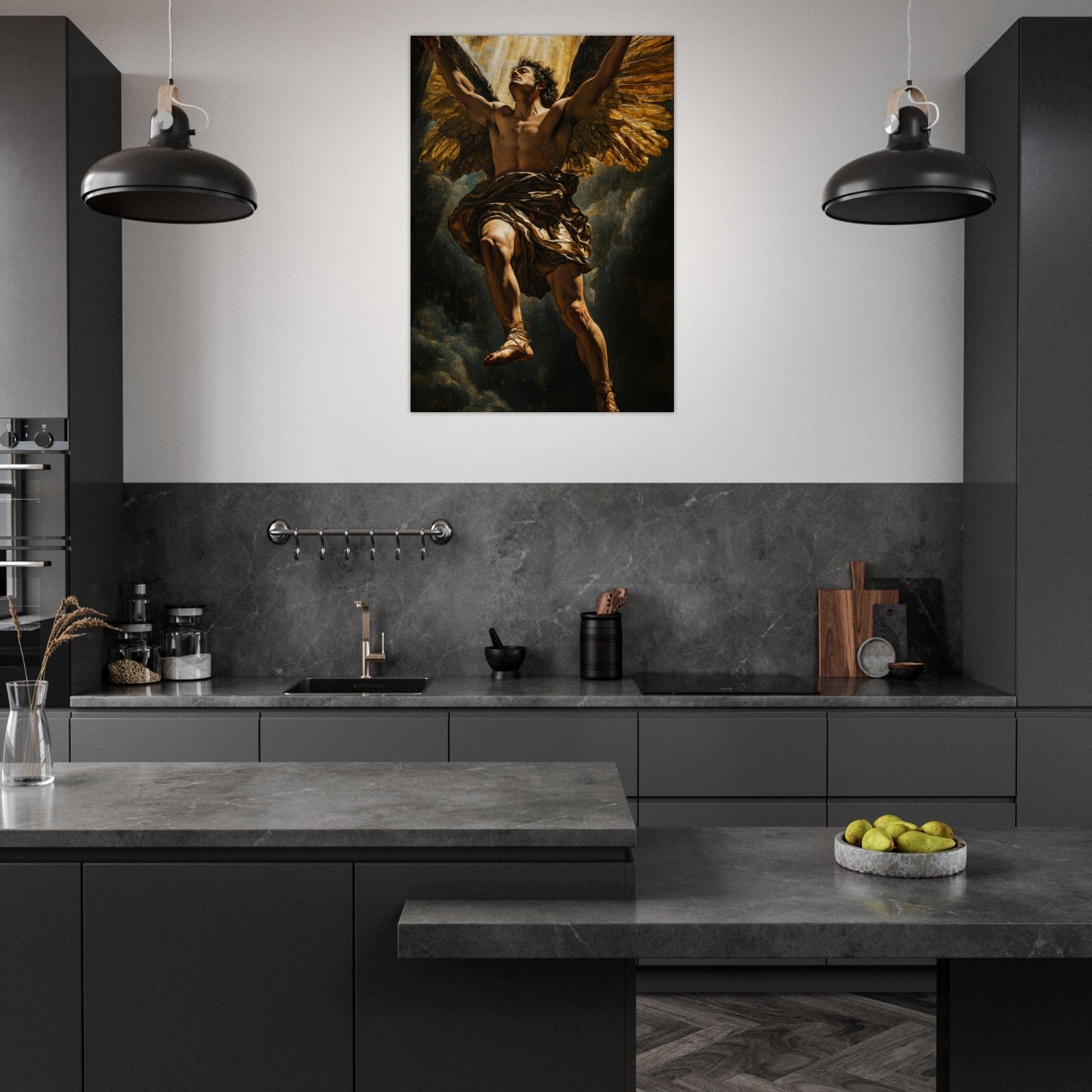 Aluminum Print Portrait - The Fallen Angels Descent Baroque Mythological 5 - Shop Ai Art WebShop - Digital Art online Store