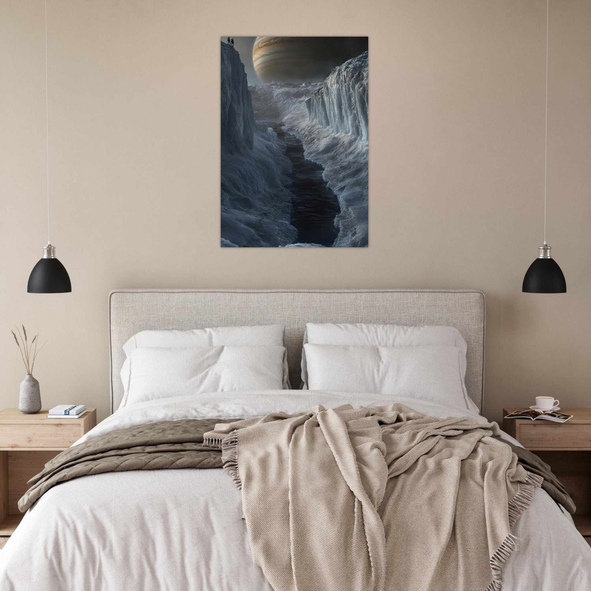 Aluminum Print Portrait - The Frozen Wasteland of Europa An expedition tea 2 - Shop Ai Art WebShop - Digital Art online Store