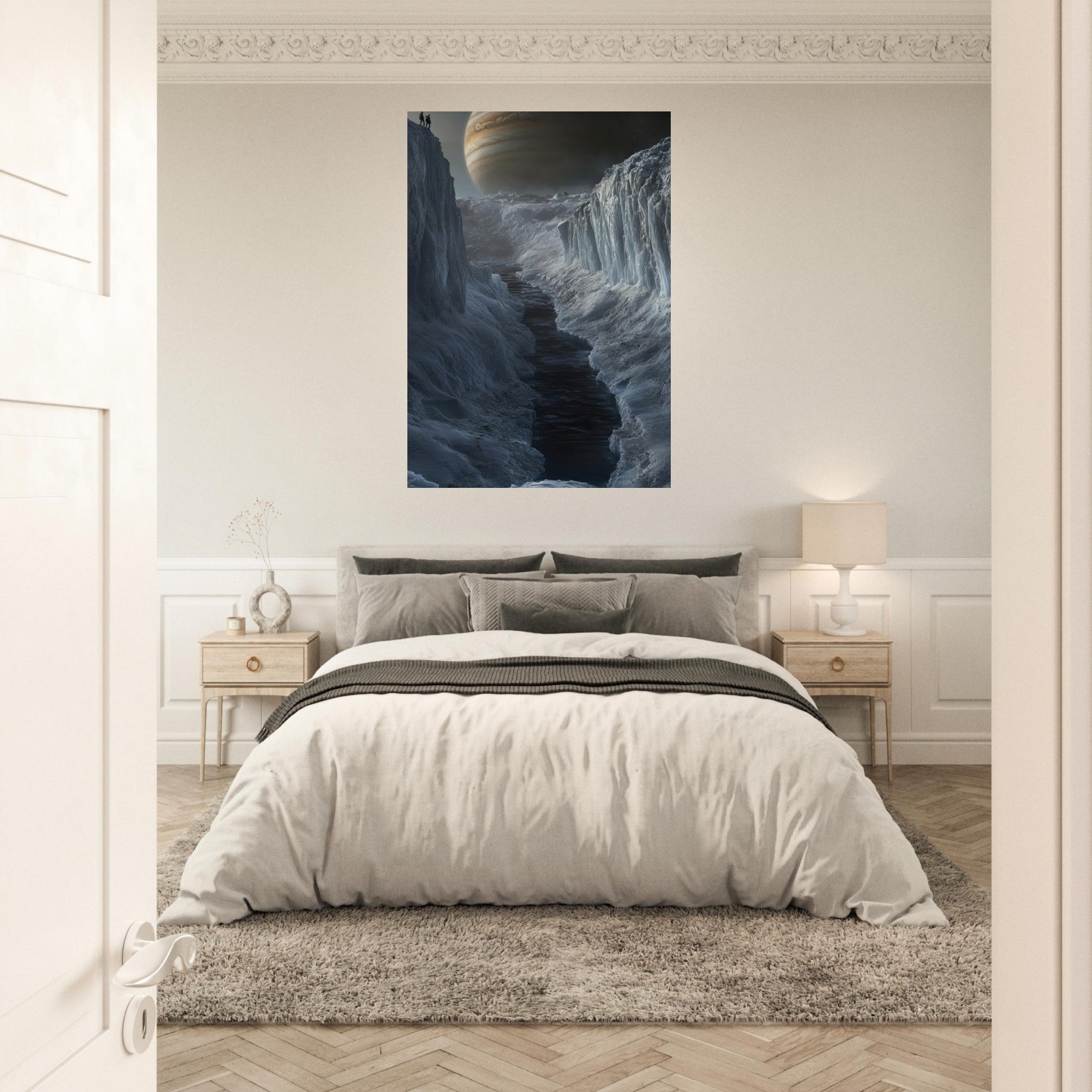 Aluminum Print Portrait - The Frozen Wasteland of Europa An expedition tea 2 - Shop Ai Art WebShop - Digital Art online Store