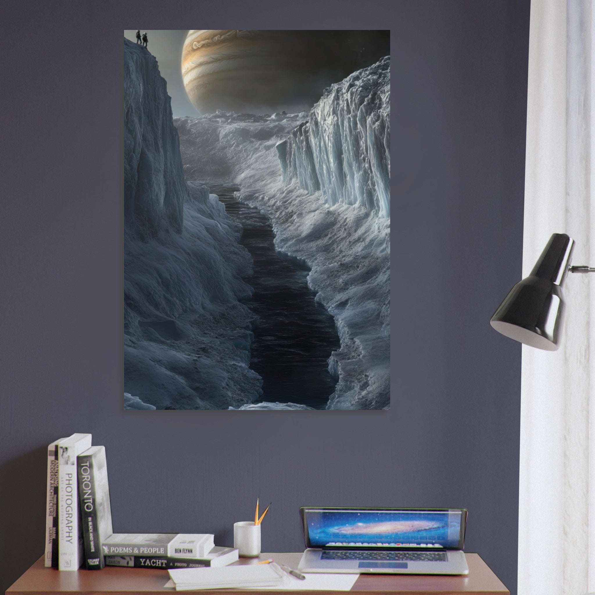 Aluminum Print Portrait - The Frozen Wasteland of Europa An expedition tea 2 - Shop Ai Art WebShop - Digital Art online Store