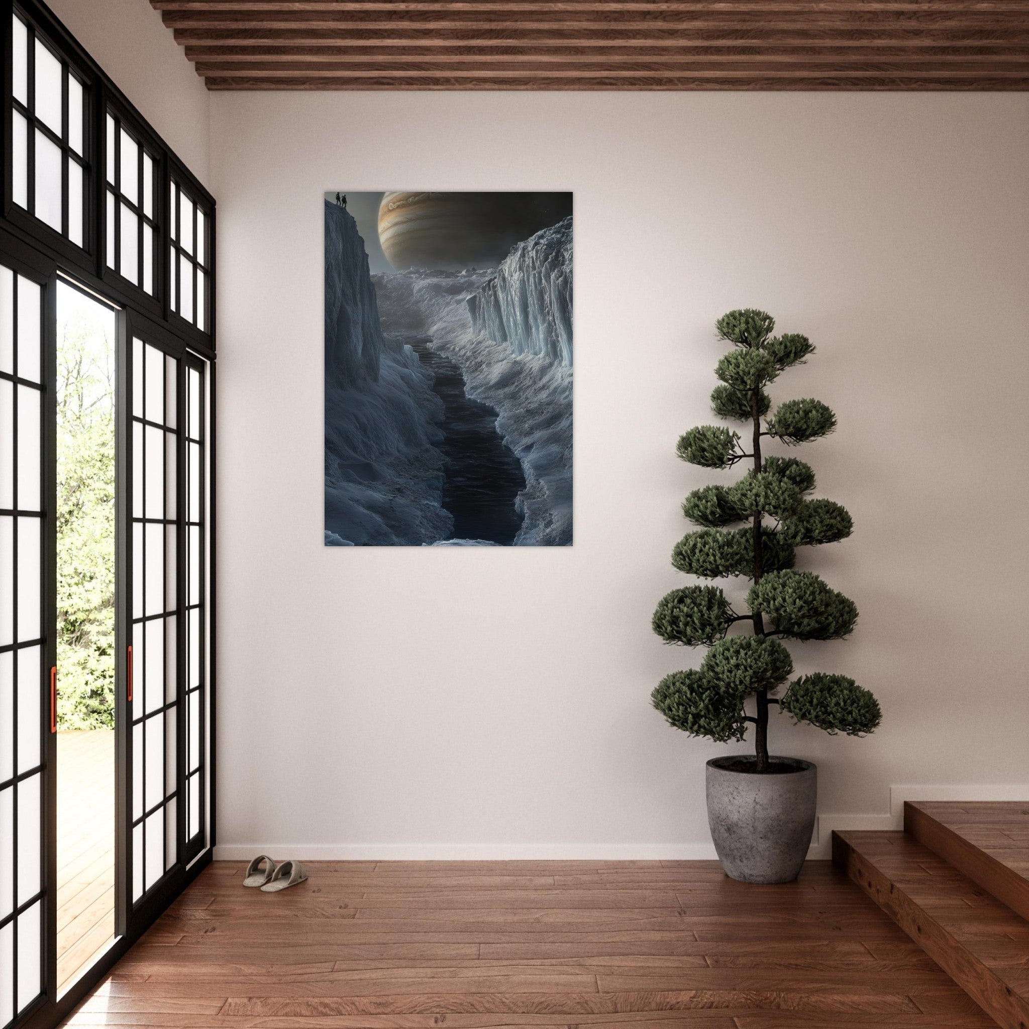 Aluminum Print Portrait - The Frozen Wasteland of Europa An expedition tea 2 - Shop Ai Art WebShop - Digital Art online Store