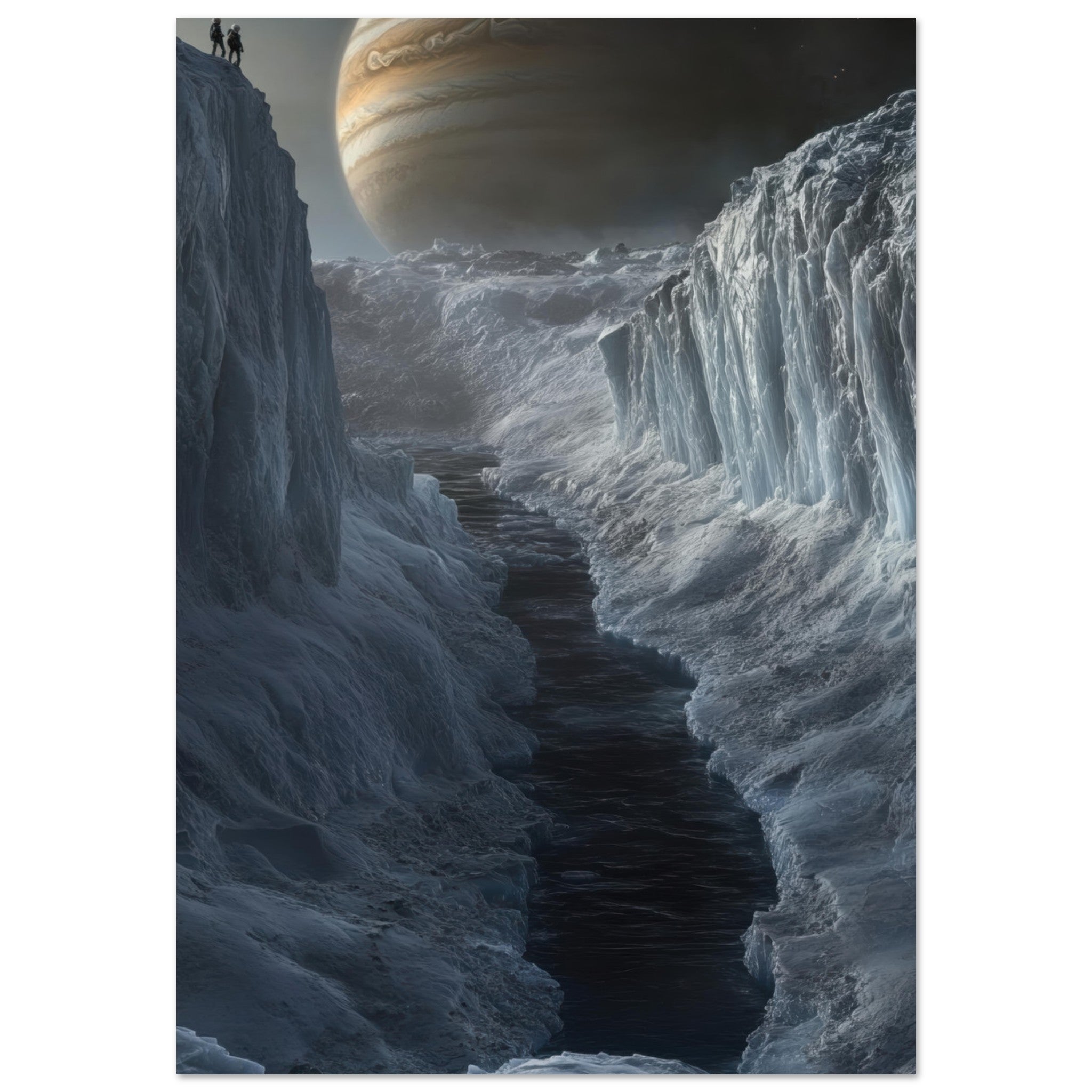 Aluminum Print Portrait - The Frozen Wasteland of Europa An expedition tea 2 - Shop Ai Art WebShop - Digital Art online Store