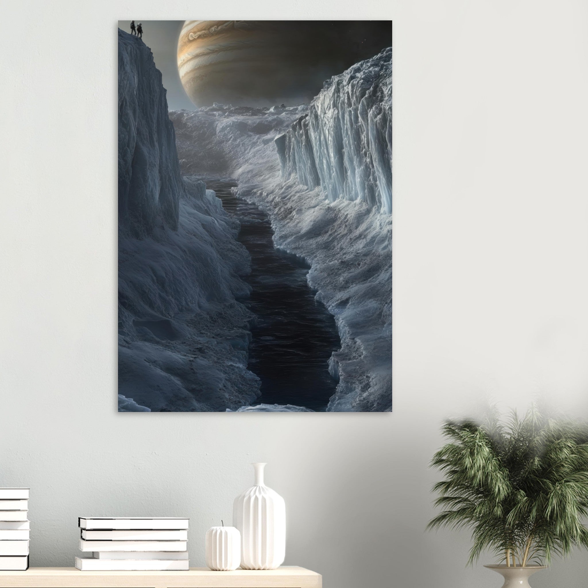 Aluminum Print Portrait - The Frozen Wasteland of Europa An expedition tea 2 - Shop Ai Art WebShop - Digital Art online Store