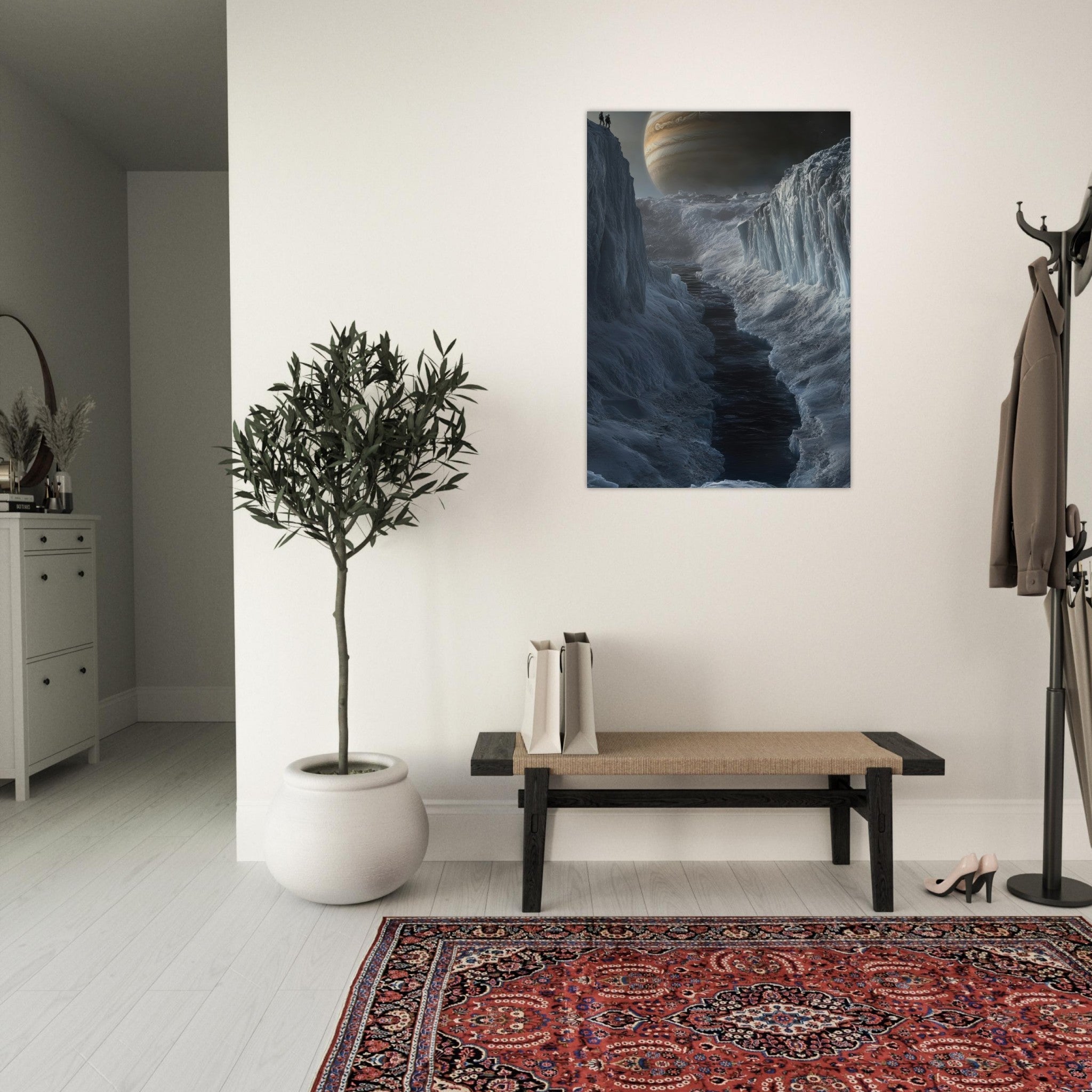 Aluminum Print Portrait - The Frozen Wasteland of Europa An expedition tea 2 - Shop Ai Art WebShop - Digital Art online Store