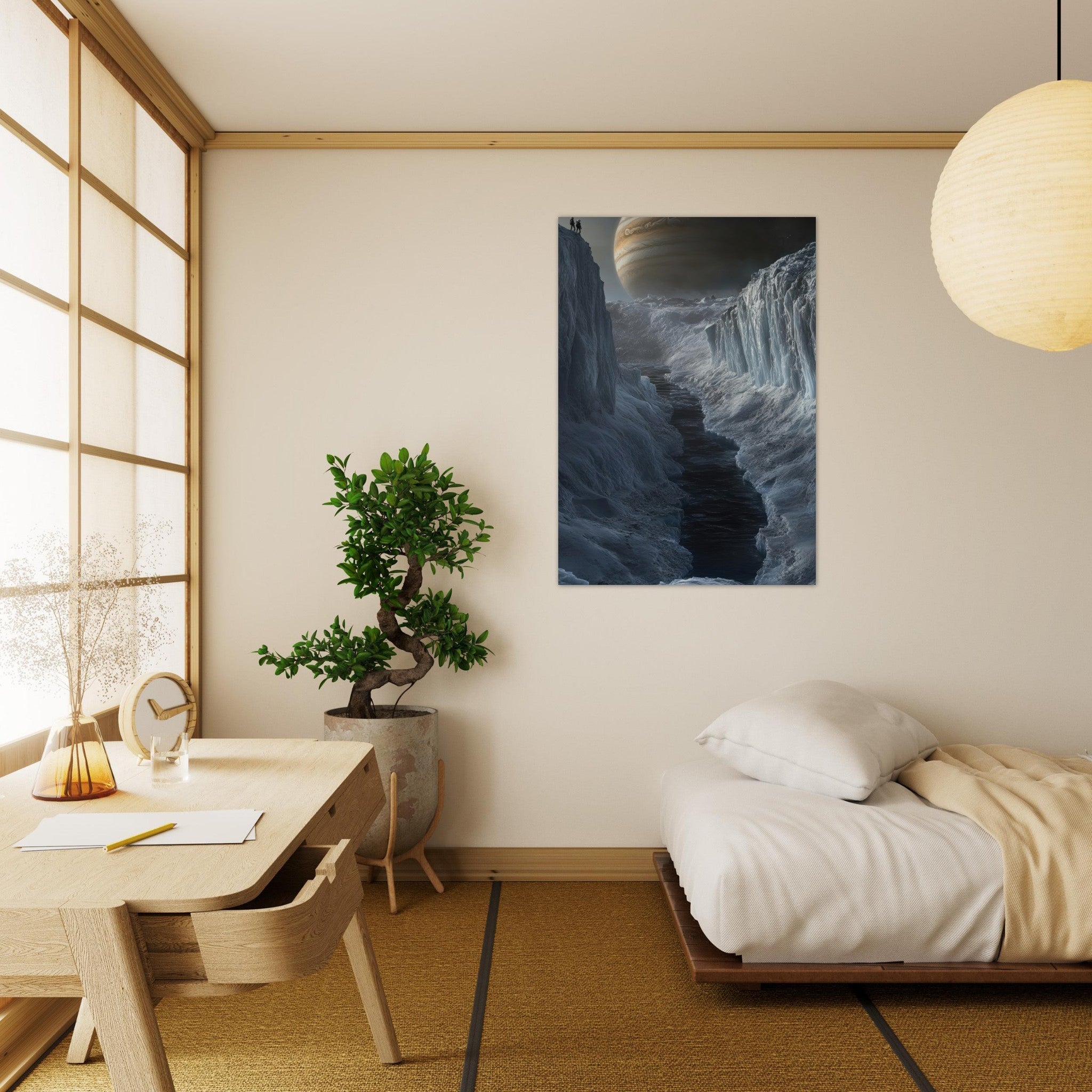 Aluminum Print Portrait - The Frozen Wasteland of Europa An expedition tea 2 - Shop Ai Art WebShop - Digital Art online Store