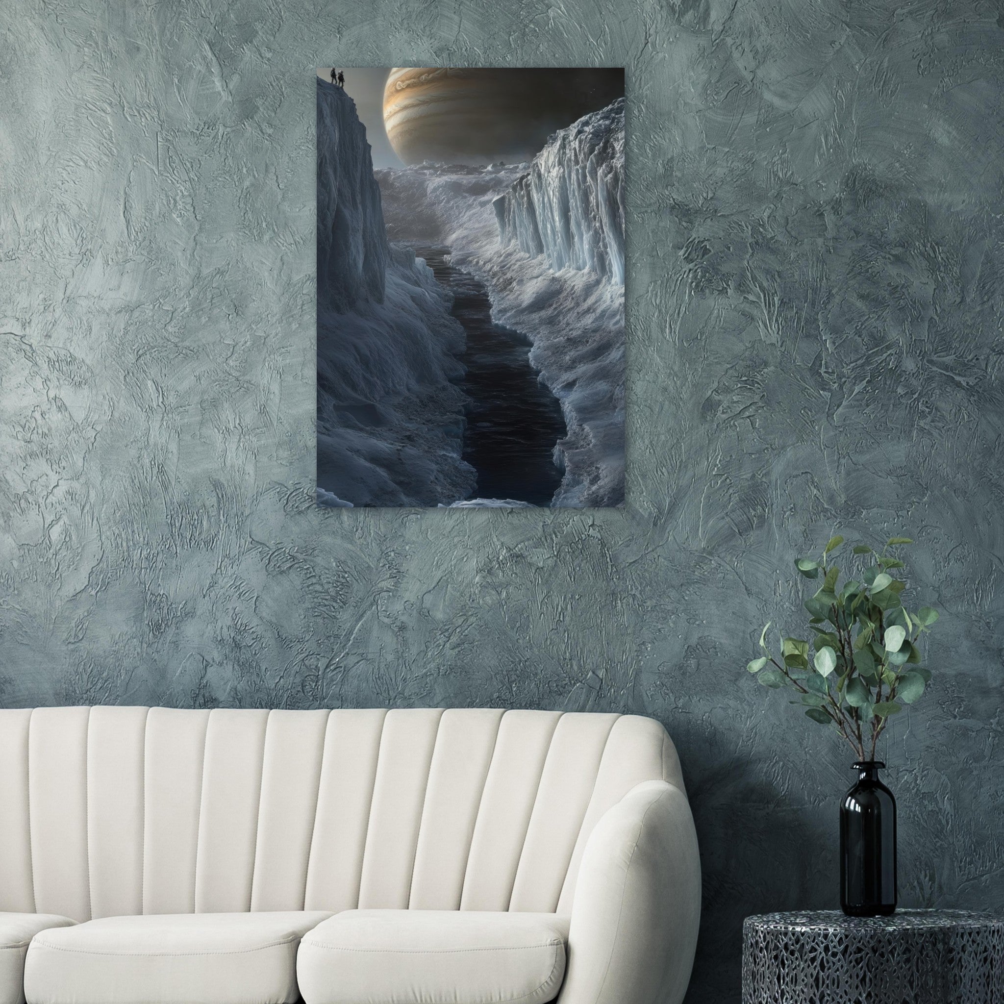 Aluminum Print Portrait - The Frozen Wasteland of Europa An expedition tea 2 - Shop Ai Art WebShop - Digital Art online Store