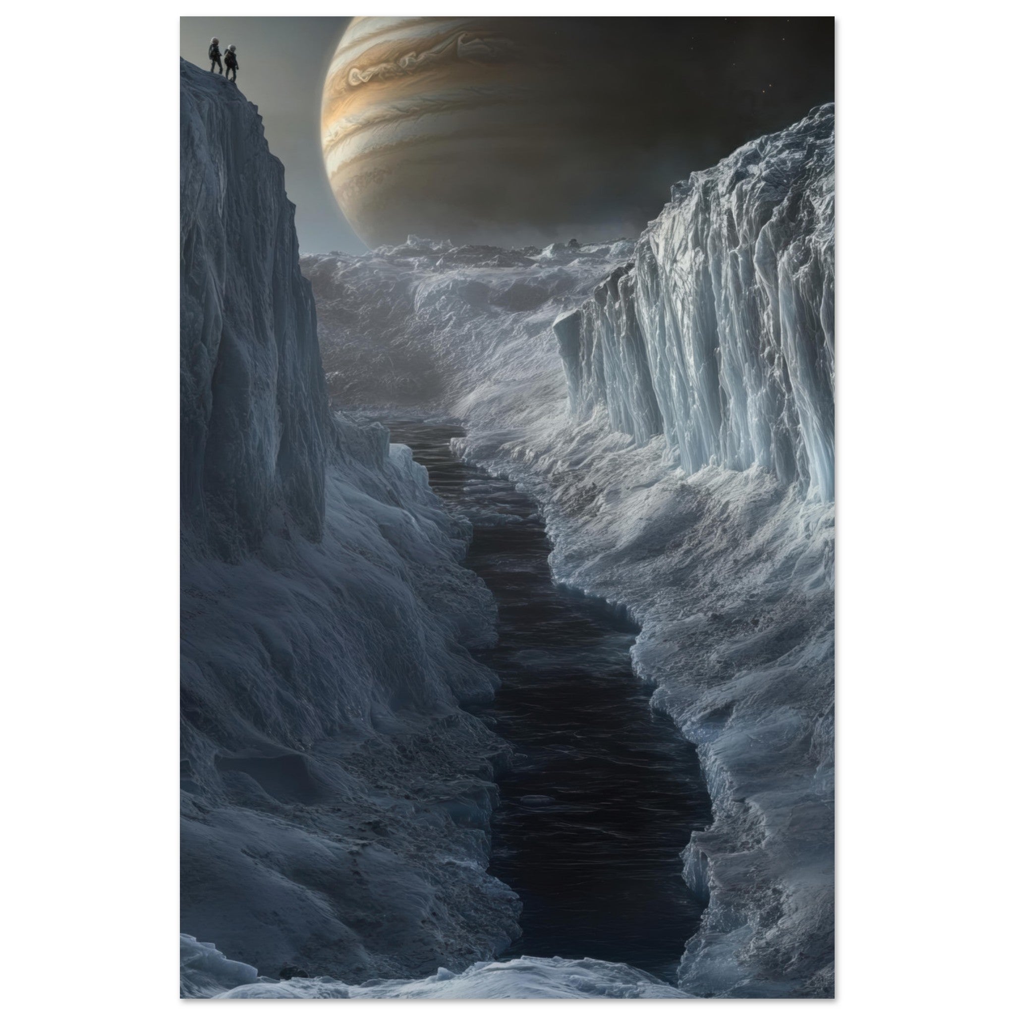 Aluminum Print Portrait - The Frozen Wasteland of Europa An expedition tea 2 - Shop Ai Art WebShop - Digital Art online Store
