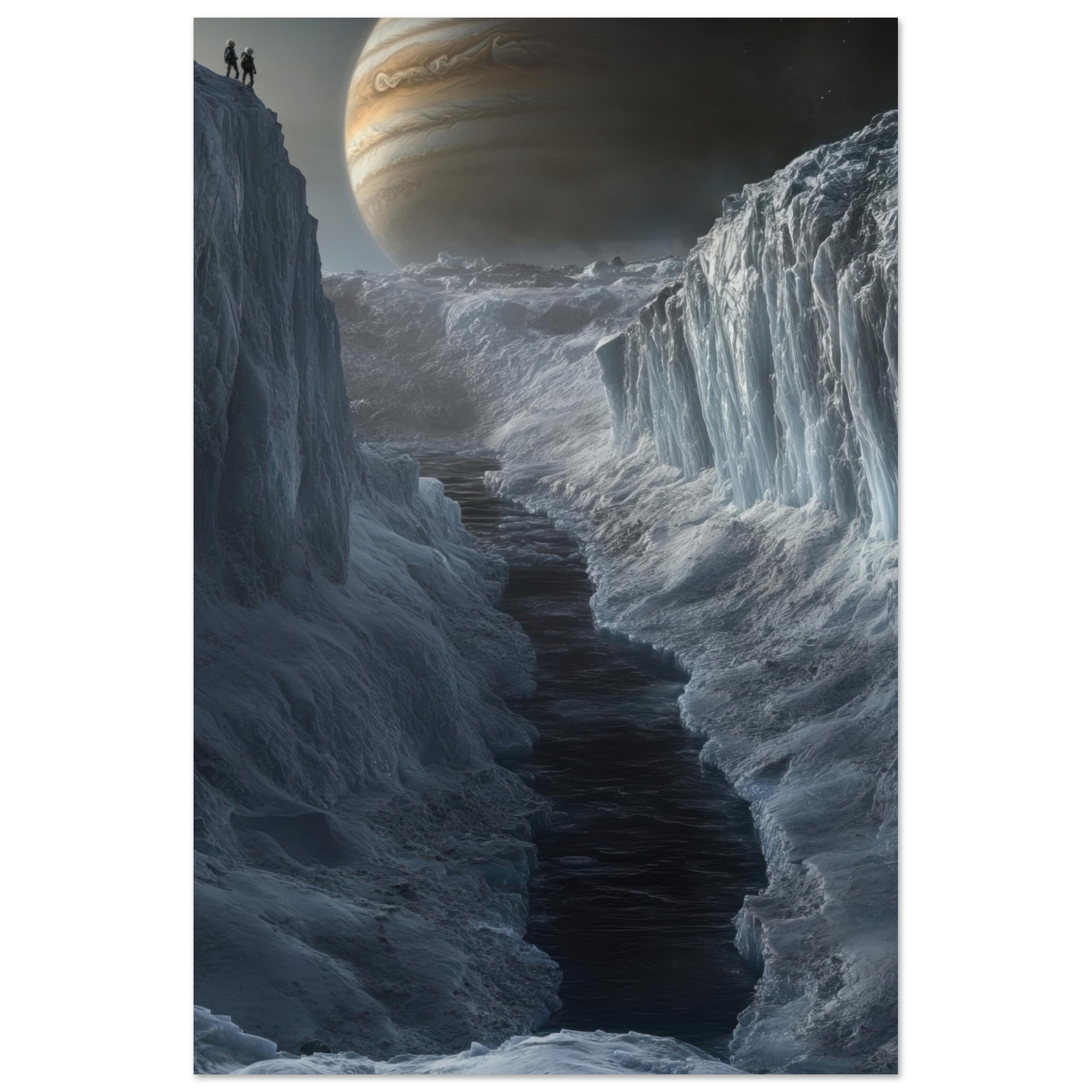 Aluminum Print Portrait - The Frozen Wasteland of Europa An expedition tea 2 - Shop Ai Art WebShop - Digital Art online Store