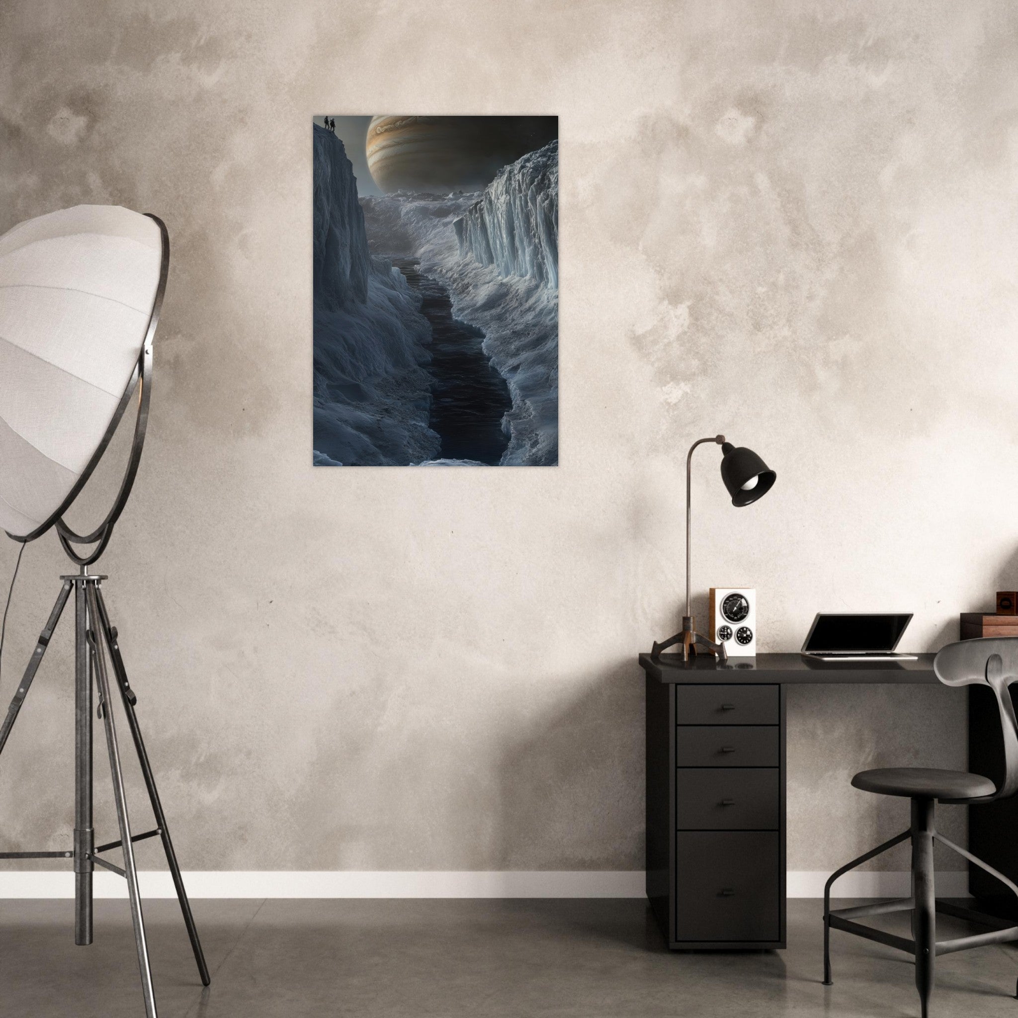 Aluminum Print Portrait - The Frozen Wasteland of Europa An expedition tea 2 - Shop Ai Art WebShop - Digital Art online Store