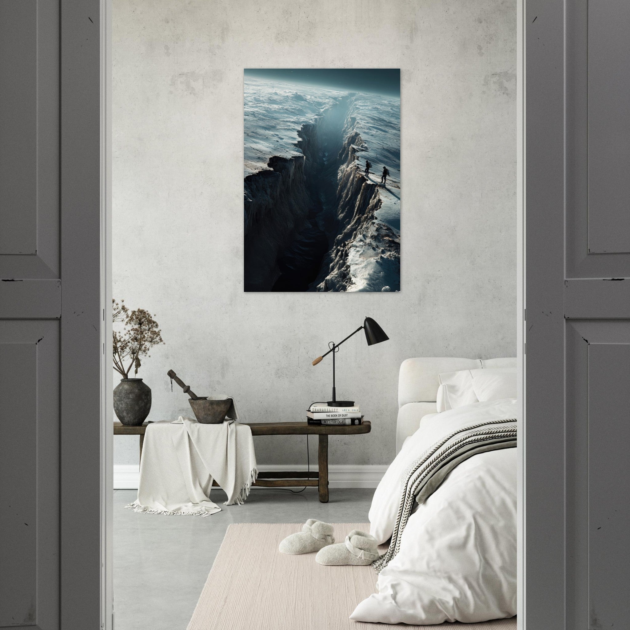 Aluminum Print Portrait - The Frozen Wasteland of Europa An expedition tea - Shop Ai Art WebShop - Digital Art online Store
