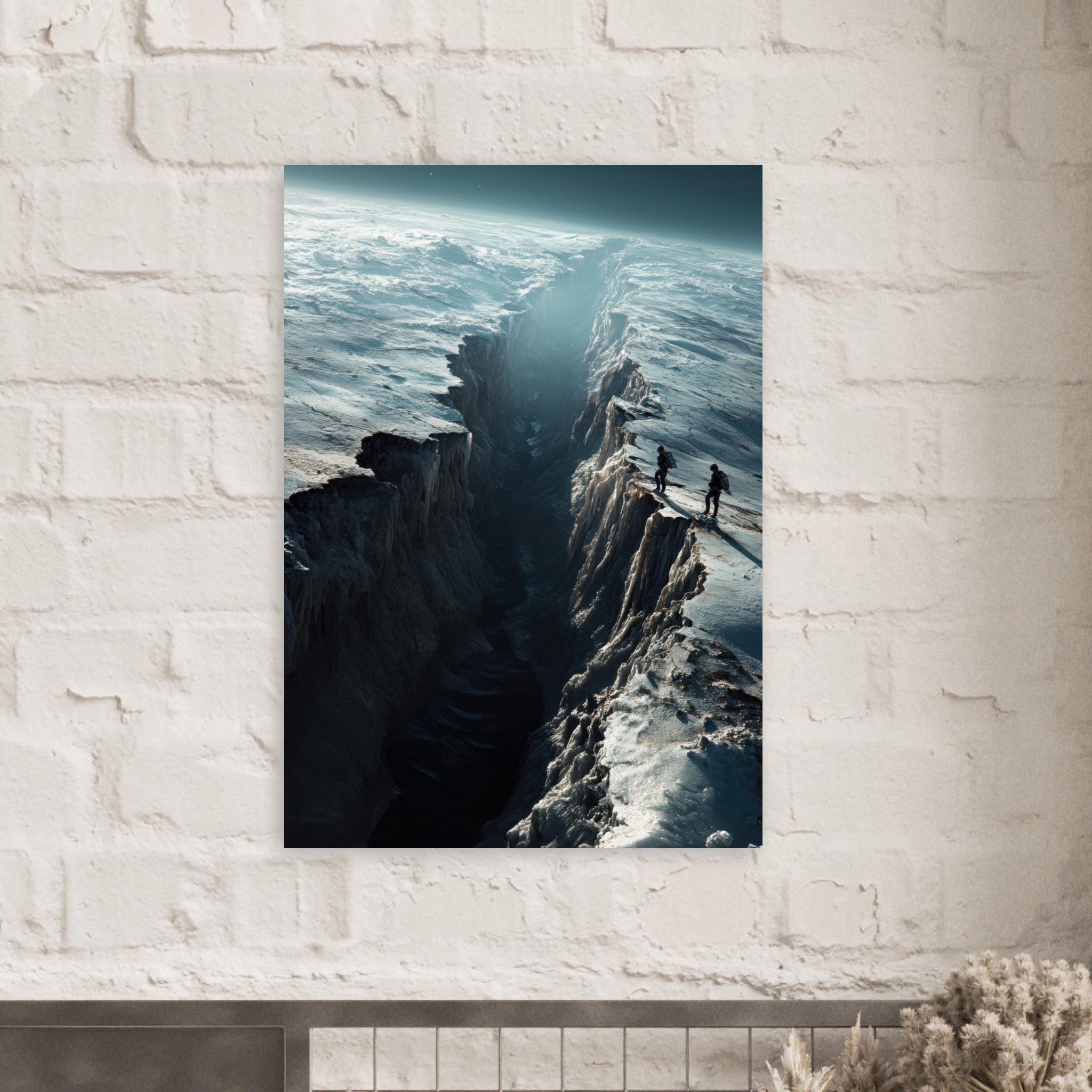 Aluminum Print Portrait - The Frozen Wasteland of Europa An expedition tea - Shop Ai Art WebShop - Digital Art online Store