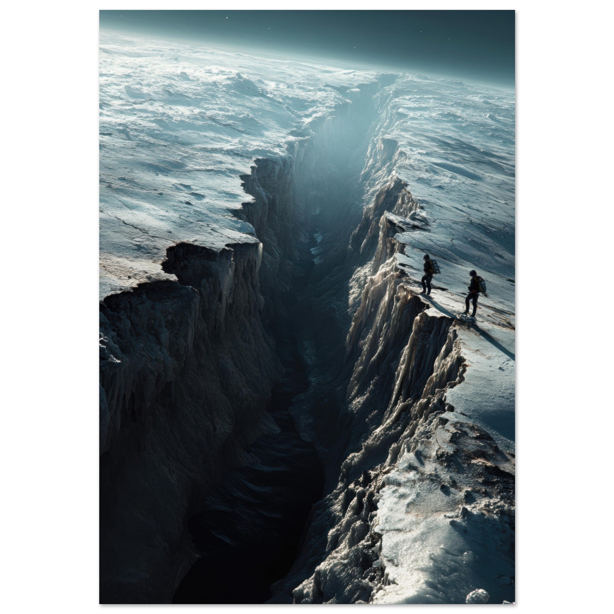 Aluminum Print Portrait - The Frozen Wasteland of Europa An expedition tea - Shop Ai Art WebShop - Digital Art online Store