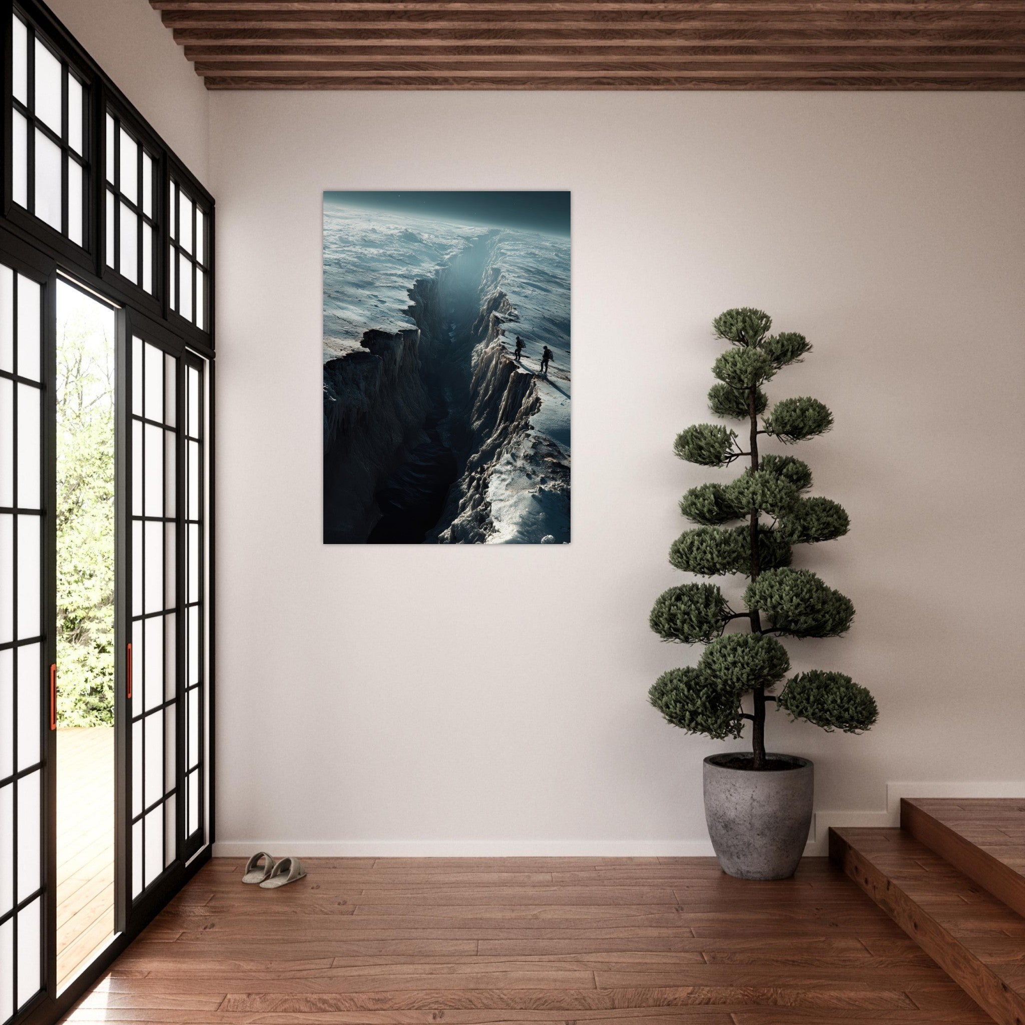 Aluminum Print Portrait - The Frozen Wasteland of Europa An expedition tea - Shop Ai Art WebShop - Digital Art online Store