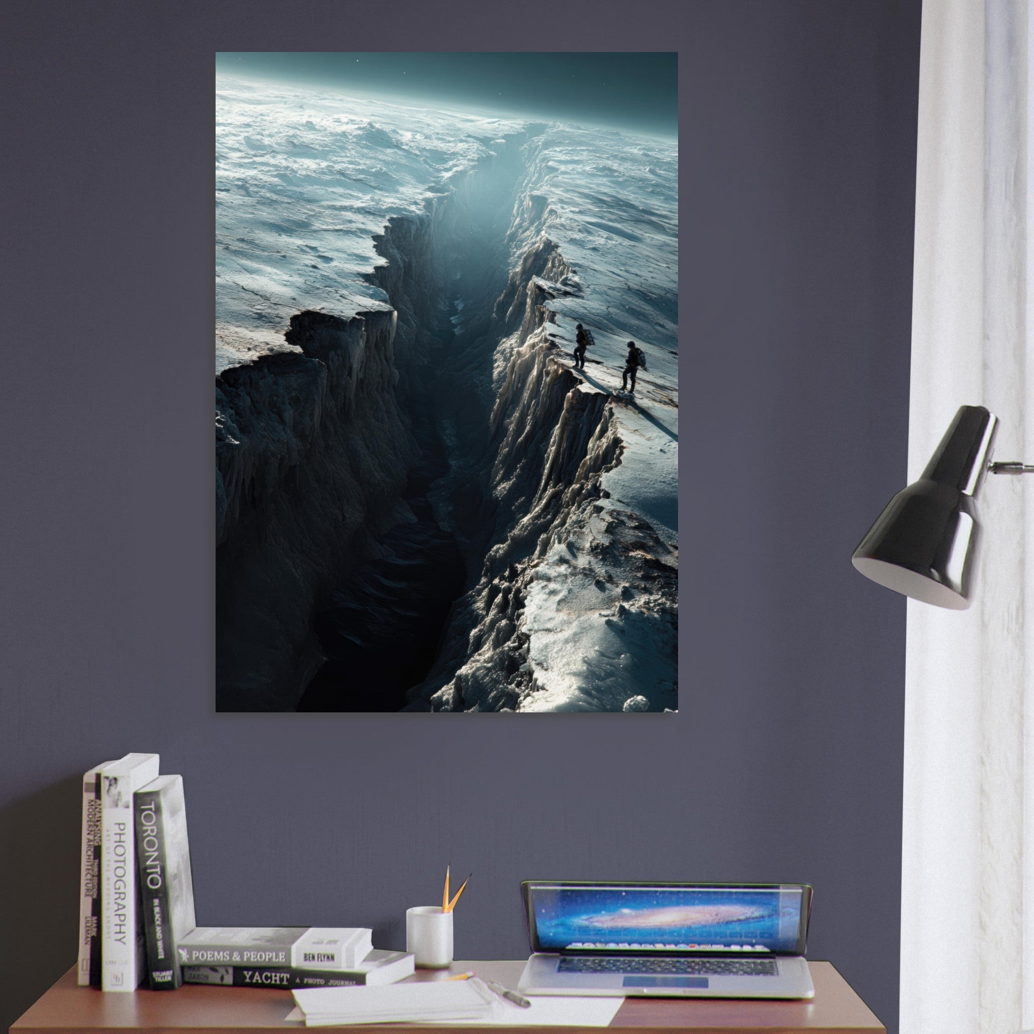 Aluminum Print Portrait - The Frozen Wasteland of Europa An expedition tea - Shop Ai Art WebShop - Digital Art online Store