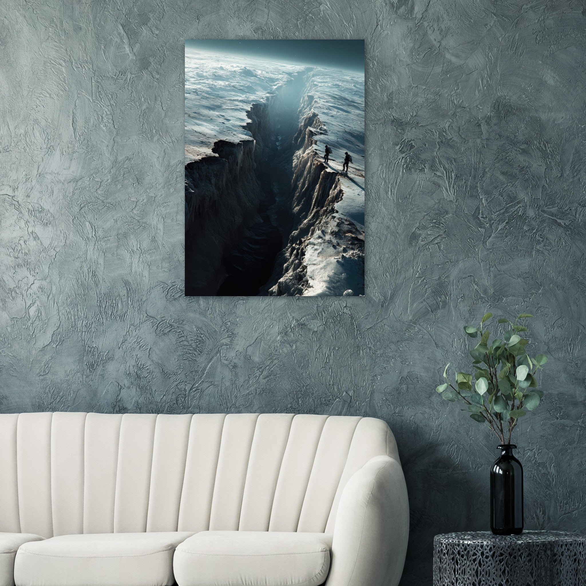 Aluminum Print Portrait - The Frozen Wasteland of Europa An expedition tea - Shop Ai Art WebShop - Digital Art online Store