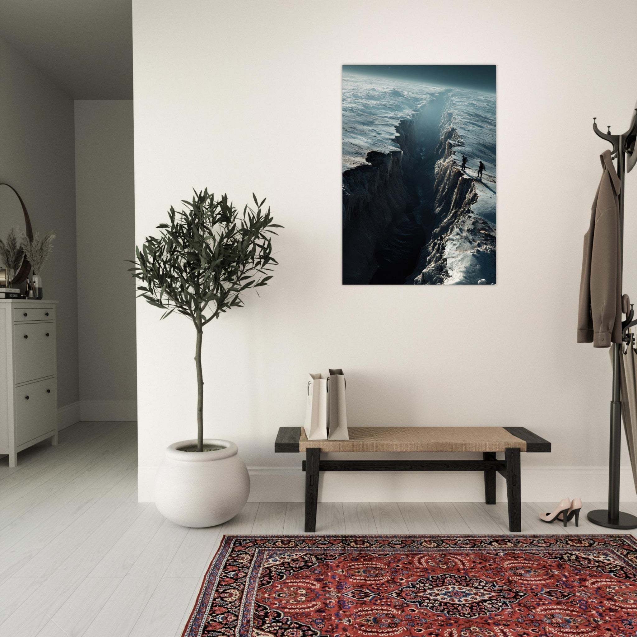 Aluminum Print Portrait - The Frozen Wasteland of Europa An expedition tea - Shop Ai Art WebShop - Digital Art online Store