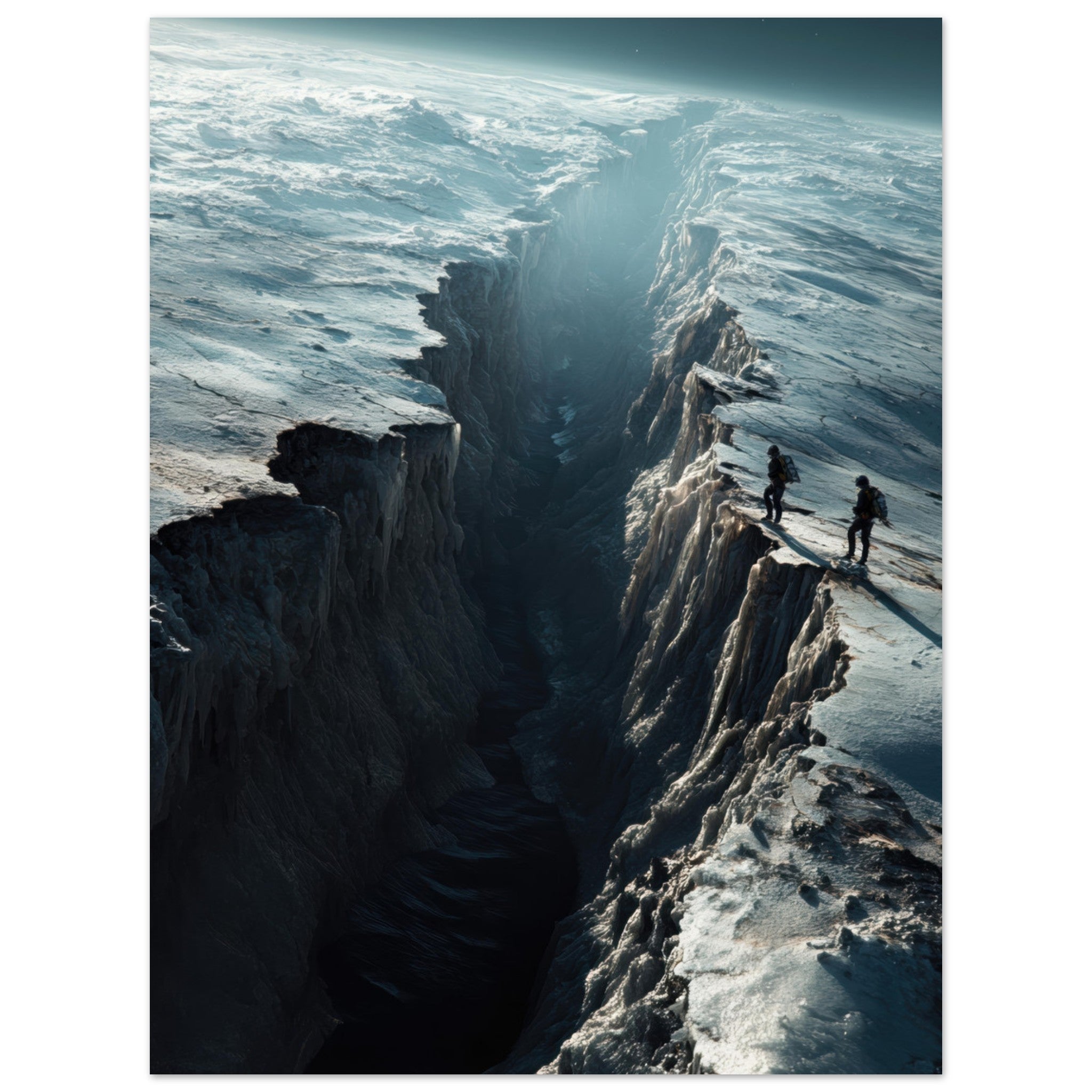 Aluminum Print Portrait - The Frozen Wasteland of Europa An expedition tea - Shop Ai Art WebShop - Digital Art online Store