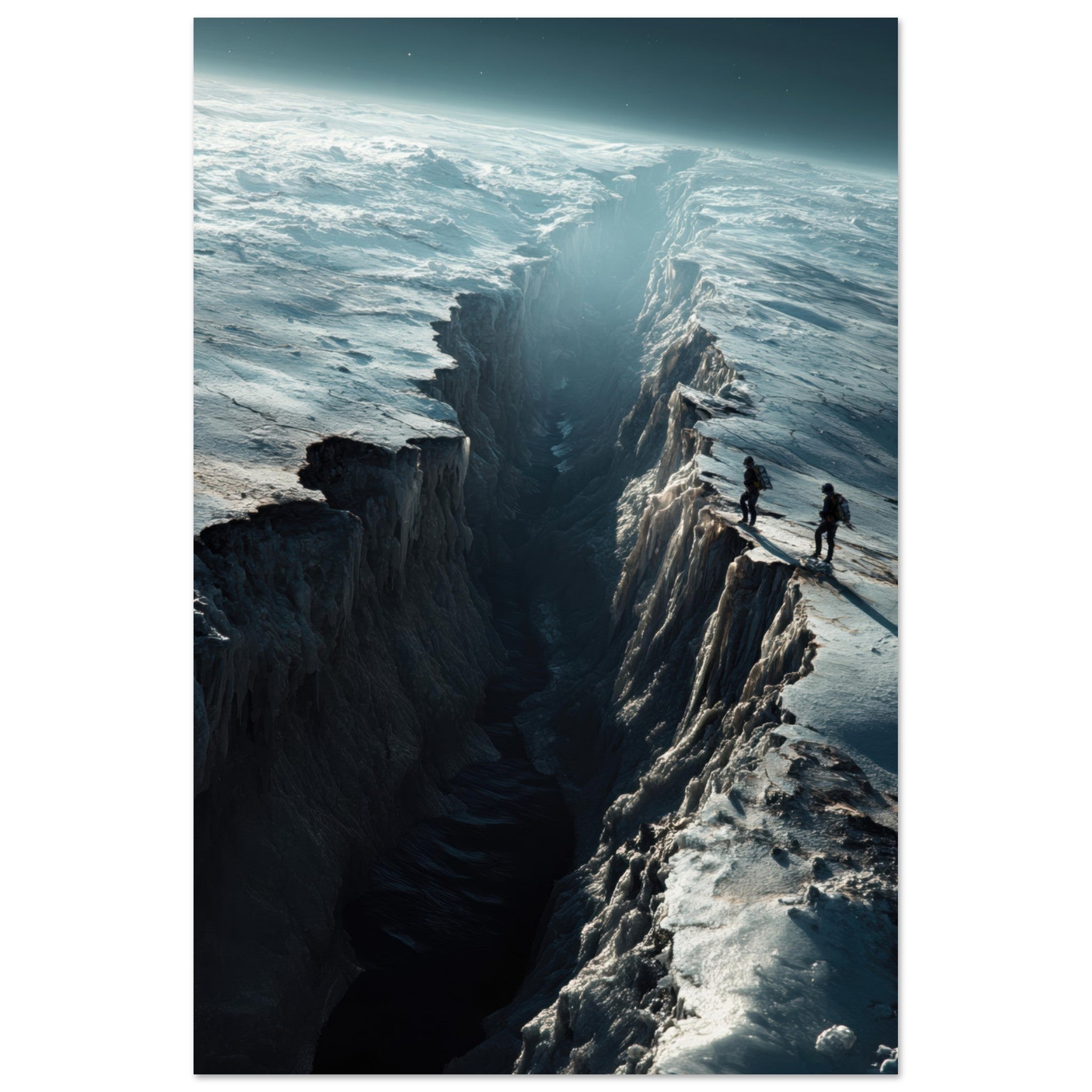 Aluminum Print Portrait - The Frozen Wasteland of Europa An expedition tea - Shop Ai Art WebShop - Digital Art online Store