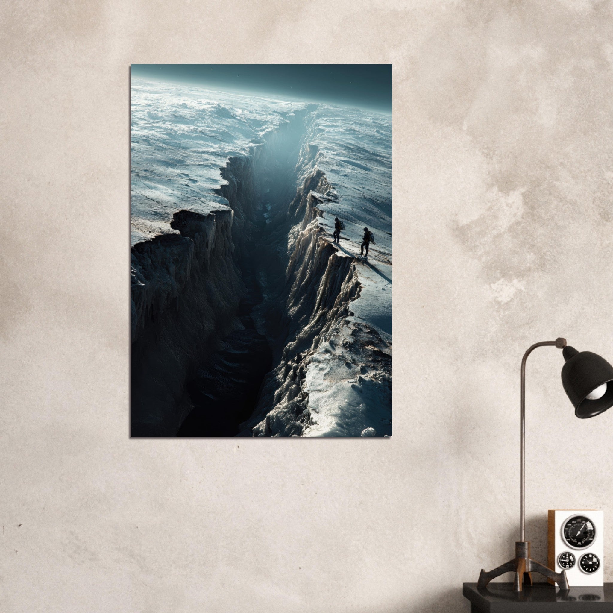 Aluminum Print Portrait - The Frozen Wasteland of Europa An expedition tea - Shop Ai Art WebShop - Digital Art online Store