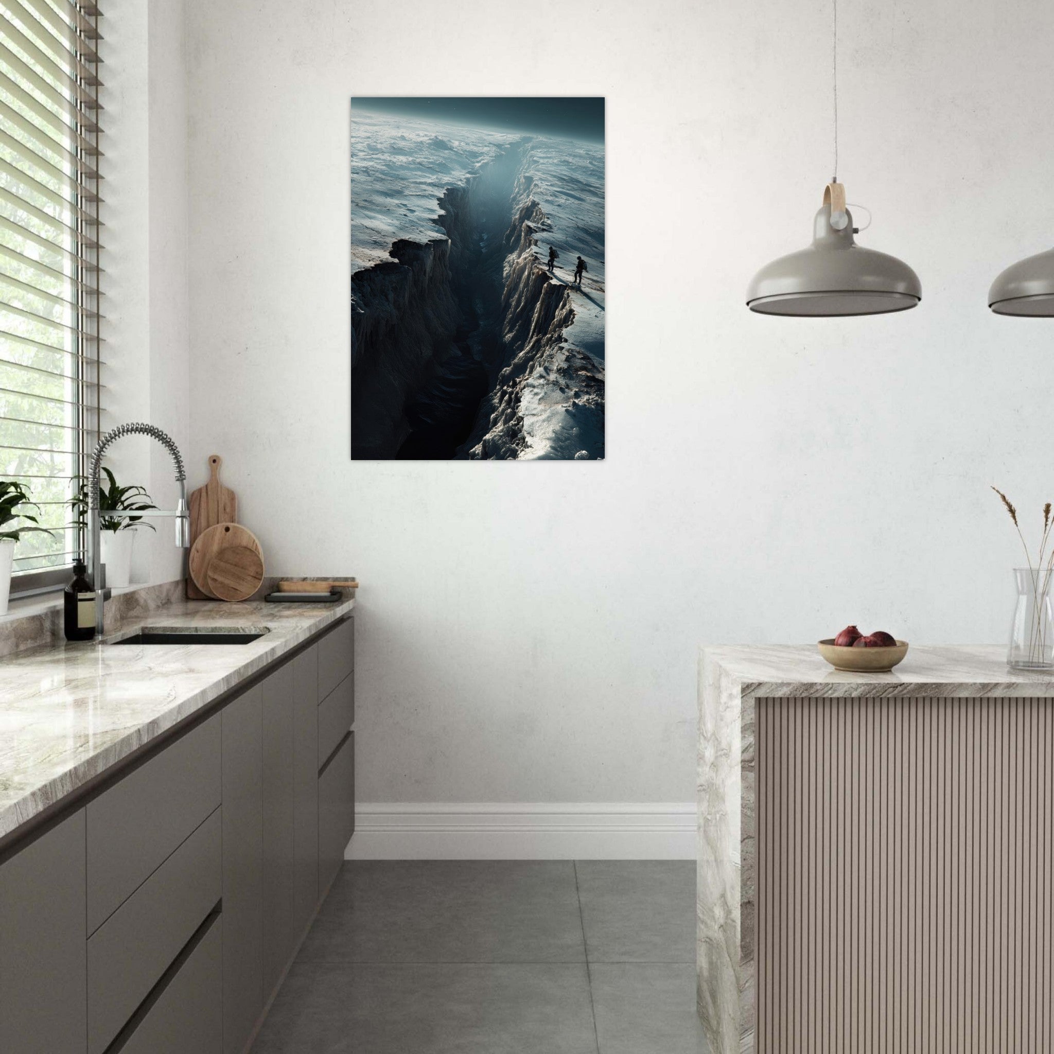 Aluminum Print Portrait - The Frozen Wasteland of Europa An expedition tea - Shop Ai Art WebShop - Digital Art online Store