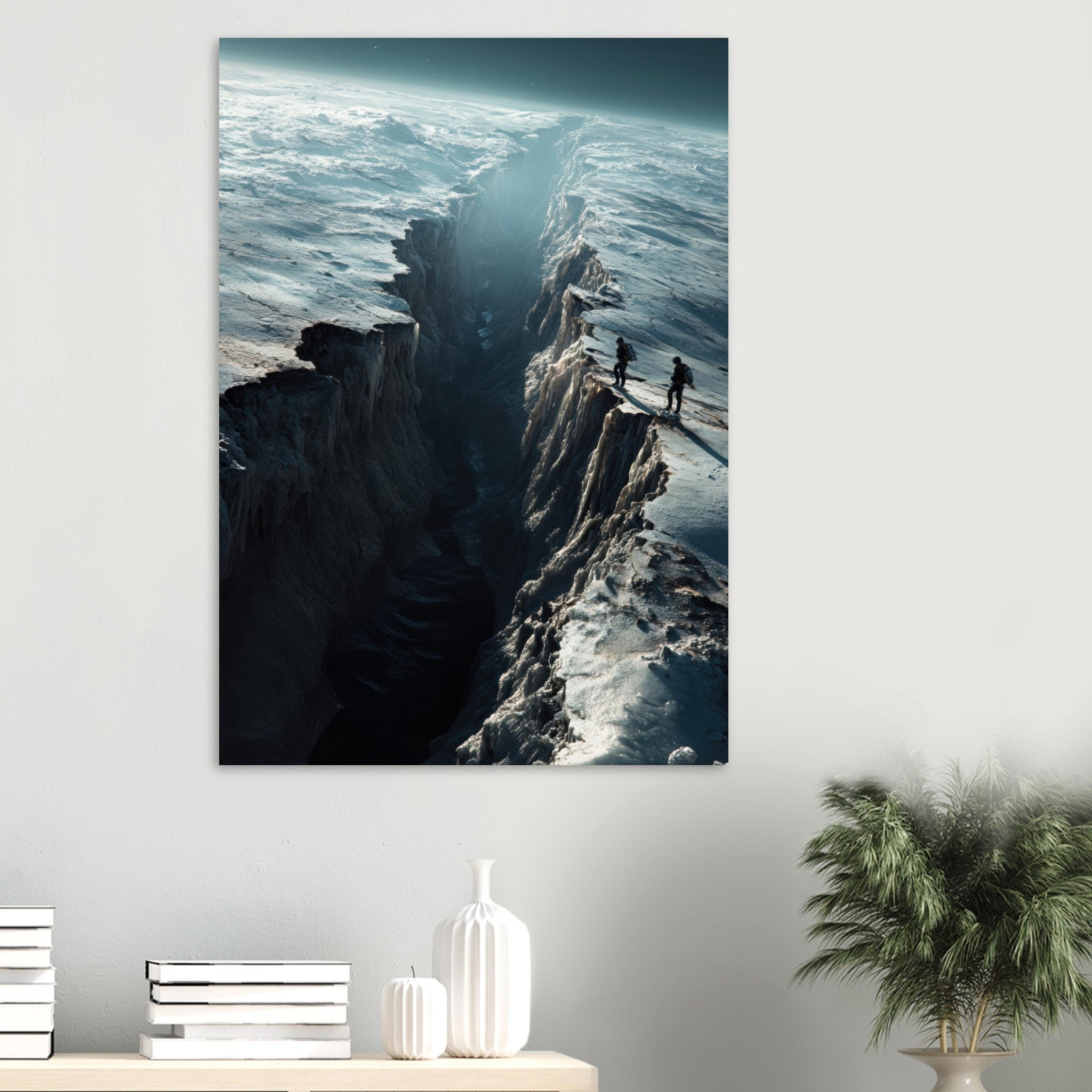 Aluminum Print Portrait - The Frozen Wasteland of Europa An expedition tea - Shop Ai Art WebShop - Digital Art online Store