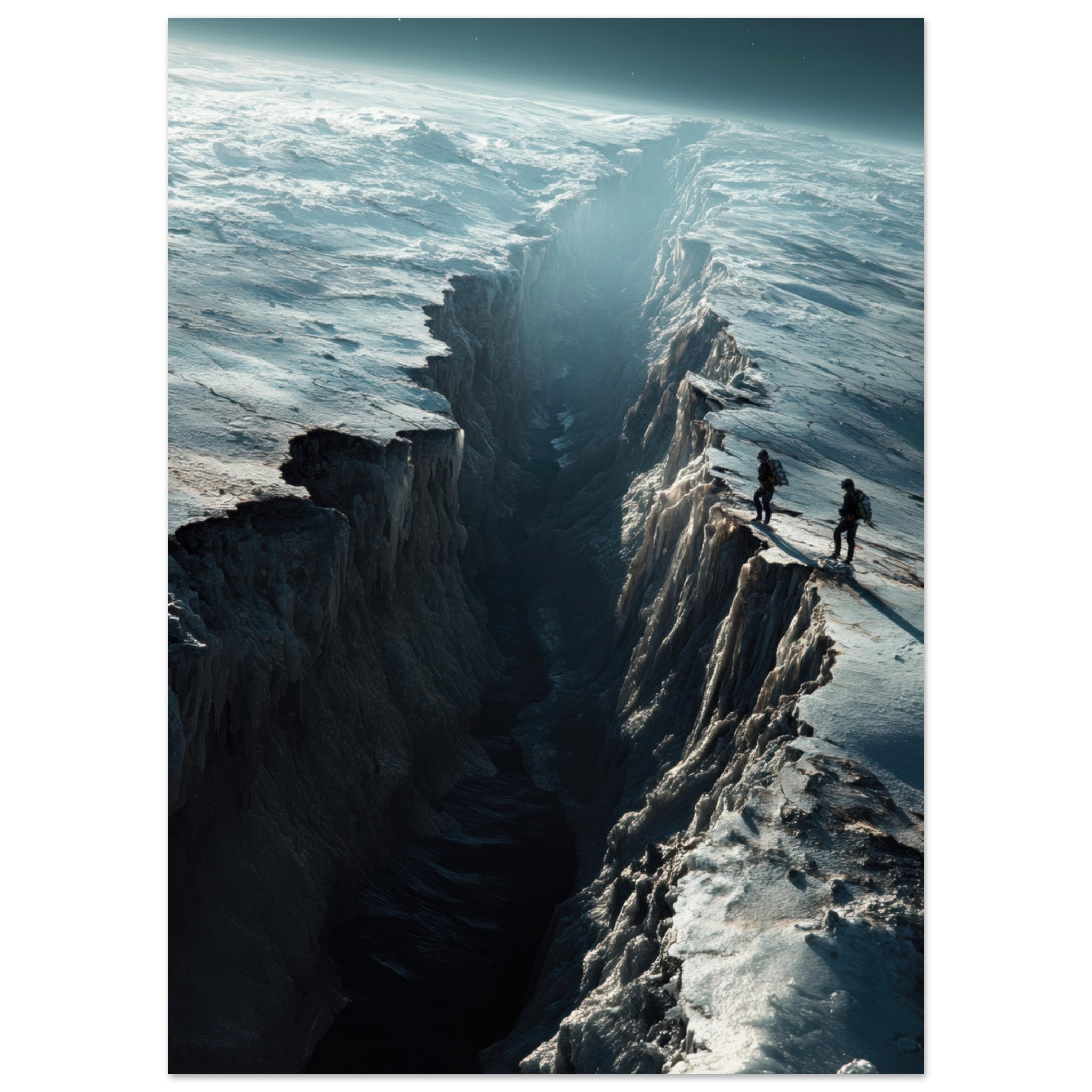Aluminum Print Portrait - The Frozen Wasteland of Europa An expedition tea - Shop Ai Art WebShop - Digital Art online Store
