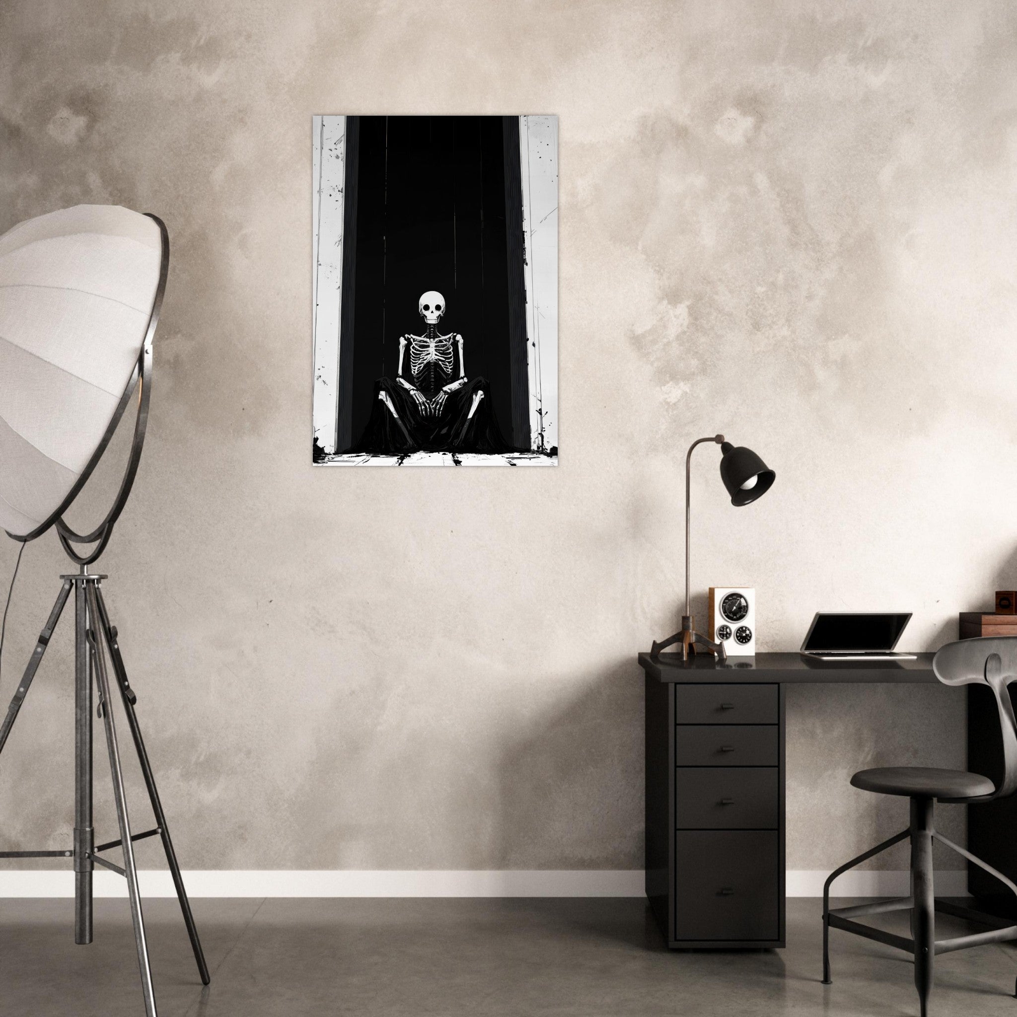 Aluminum Print Portrait - The Hollow King A haunting minimalist piece feat - Shop Ai Art WebShop - Digital Art online Store