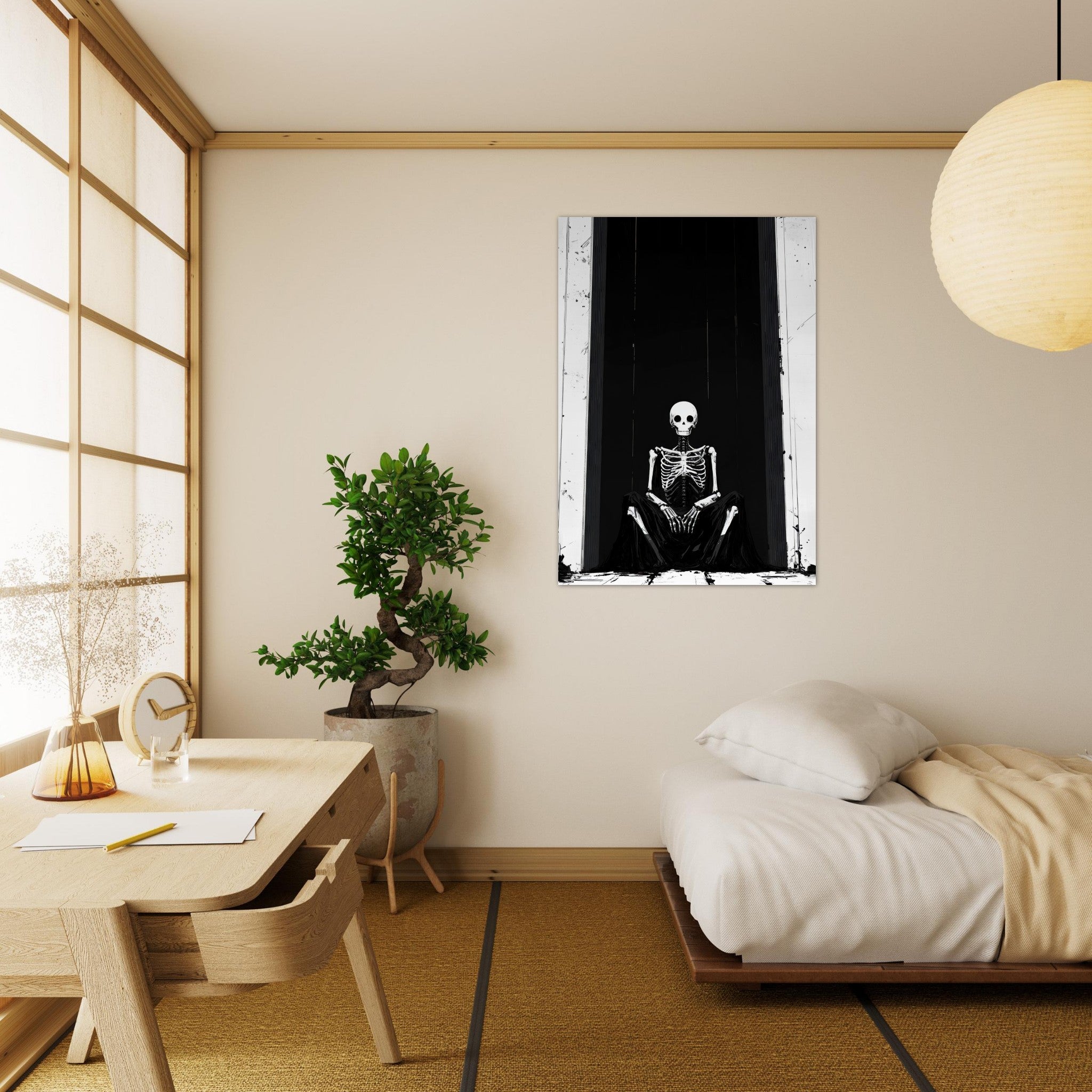 Aluminum Print Portrait - The Hollow King A haunting minimalist piece feat - Shop Ai Art WebShop - Digital Art online Store