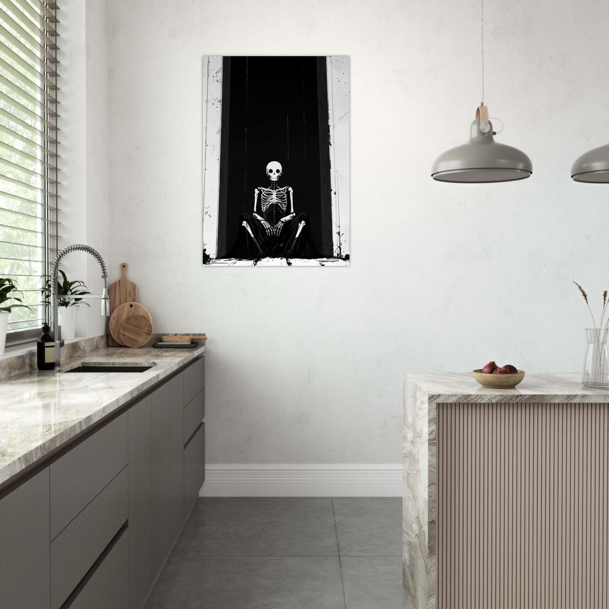 Aluminum Print Portrait - The Hollow King A haunting minimalist piece feat - Shop Ai Art WebShop - Digital Art online Store