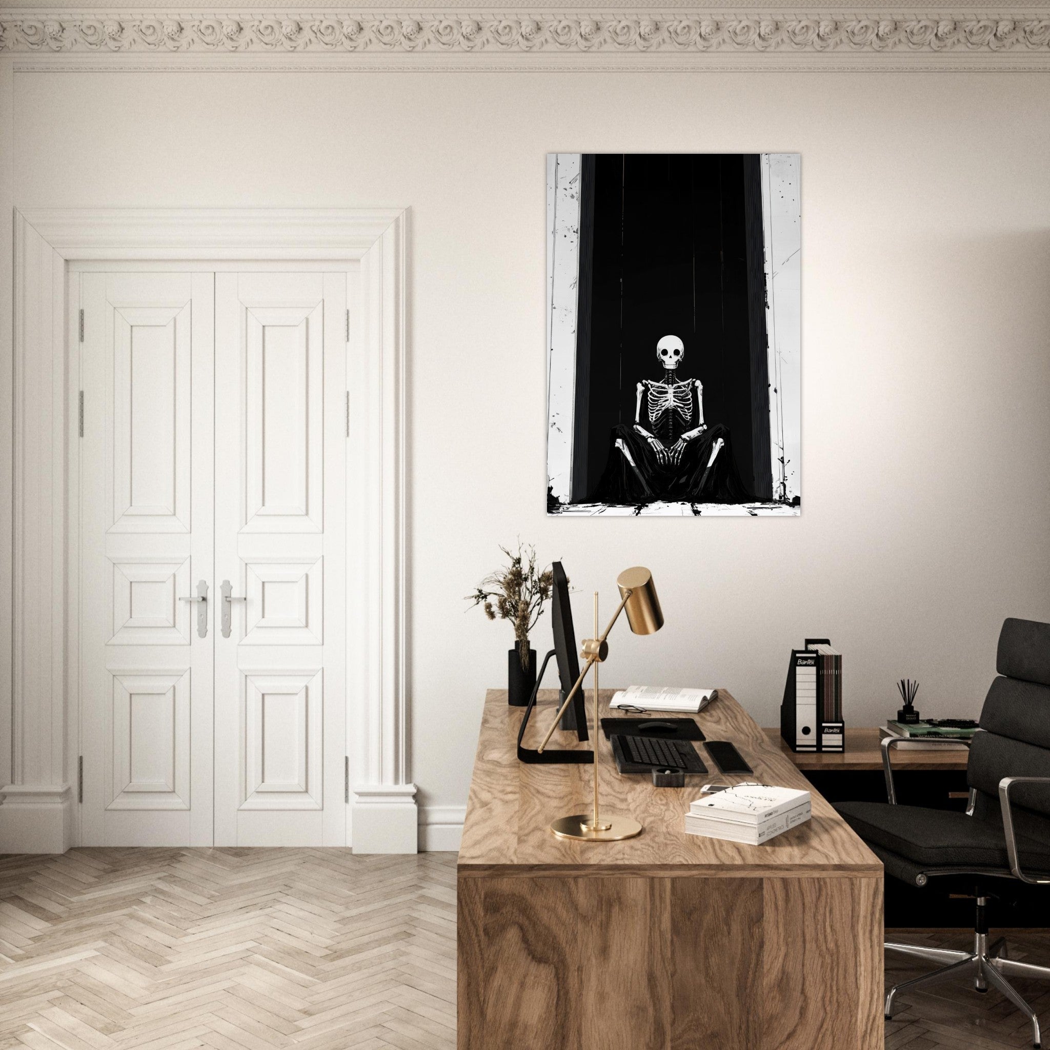 Aluminum Print Portrait - The Hollow King A haunting minimalist piece feat - Shop Ai Art WebShop - Digital Art online Store