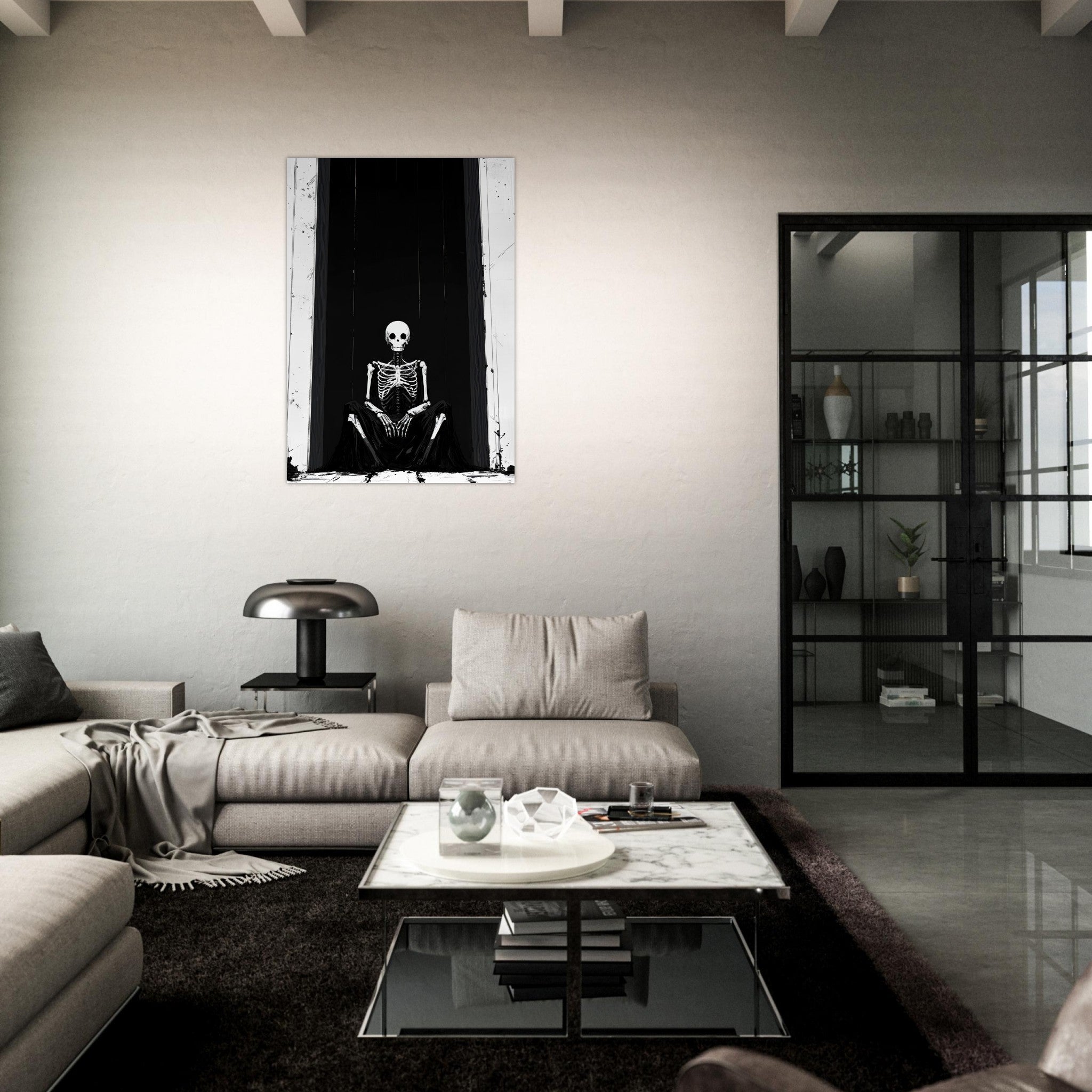 Aluminum Print Portrait - The Hollow King A haunting minimalist piece feat - Shop Ai Art WebShop - Digital Art online Store