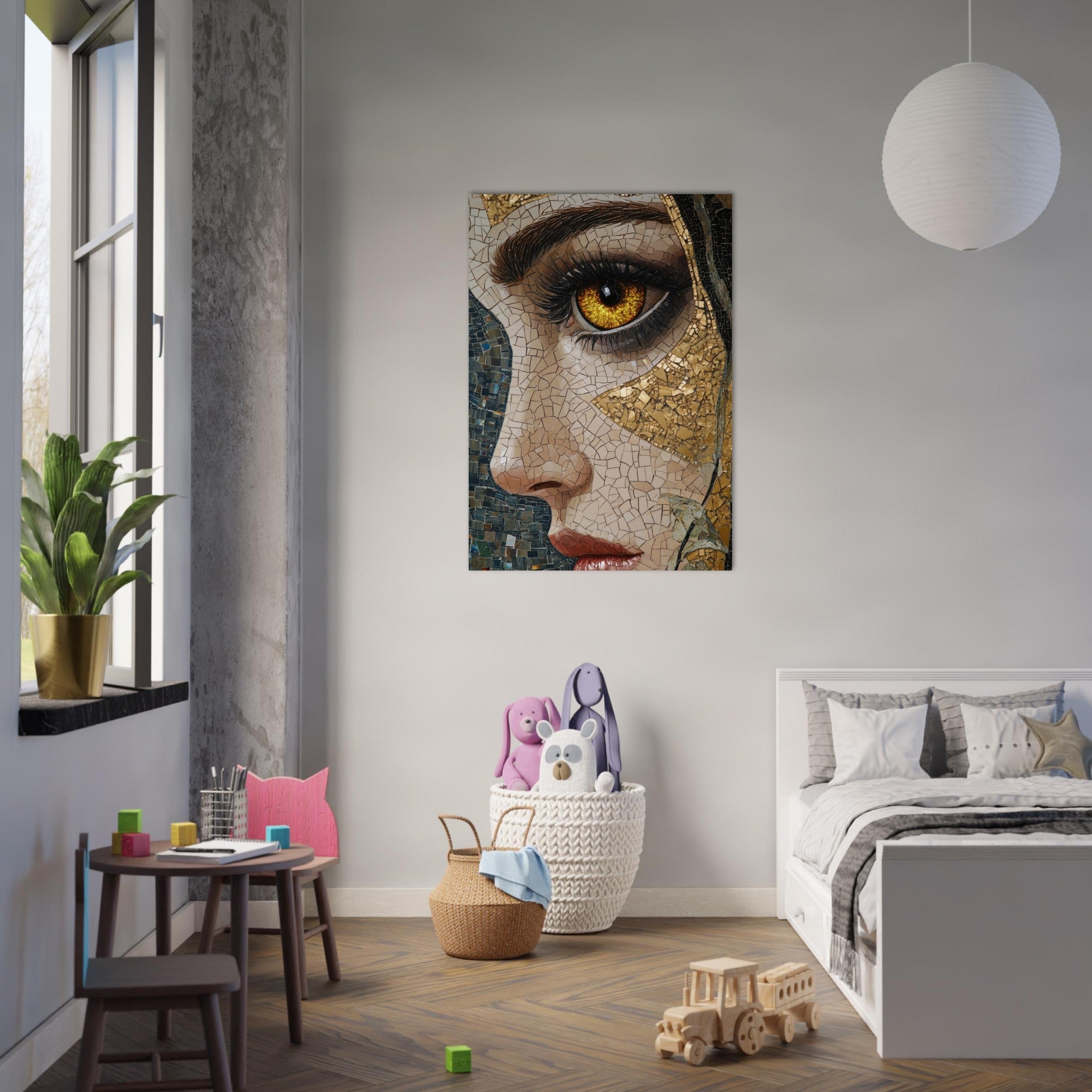 Aluminum Print Portrait - The Oracles Forbidden Prophecy Byzantine Mosaic - Shop Ai Art WebShop - Digital Art online Store