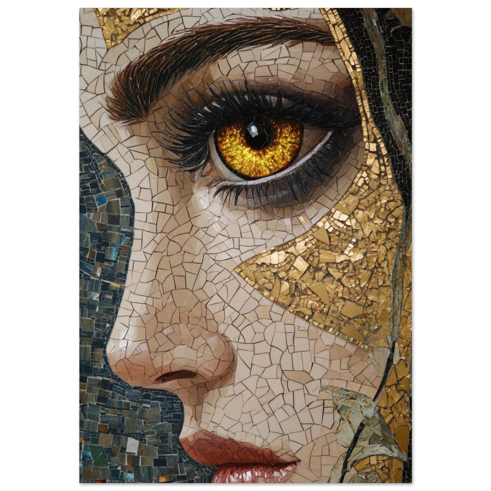 Aluminum Print Portrait - The Oracles Forbidden Prophecy Byzantine Mosaic - Shop Ai Art WebShop - Digital Art online Store