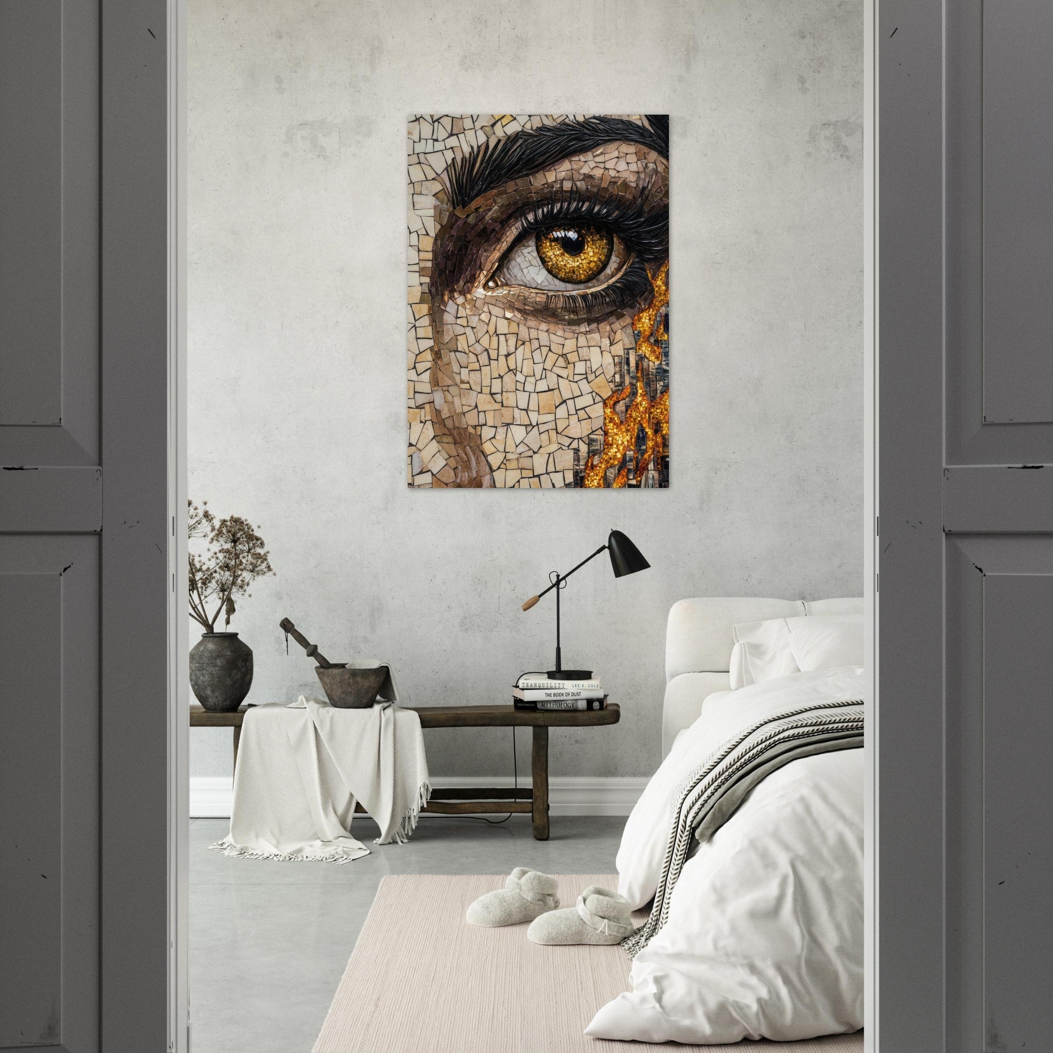 Aluminum Print Portrait - The Oracles Forbidden Prophecy Byzantine Mosaic 2 - Shop Ai Art WebShop - Digital Art online Store