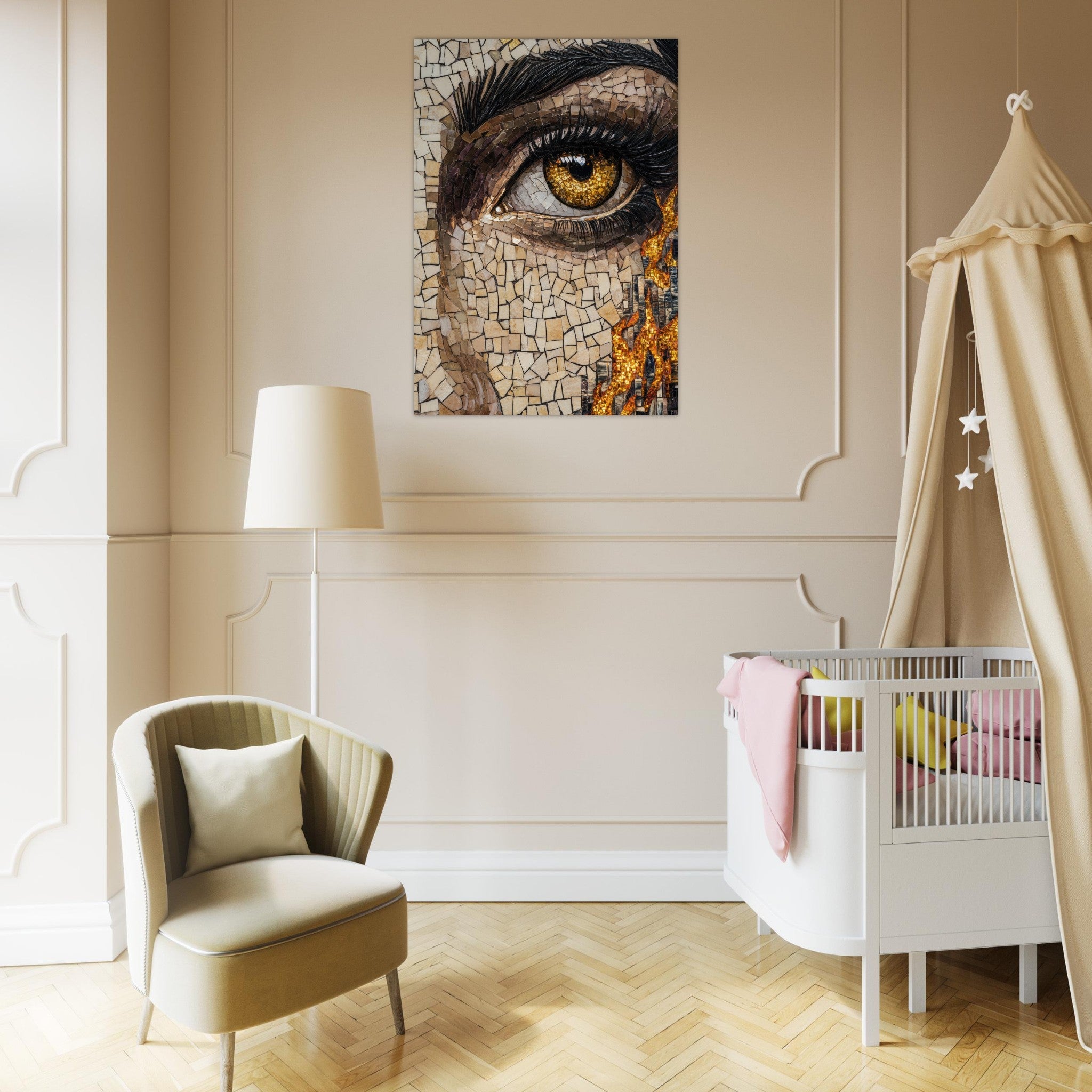 Aluminum Print Portrait - The Oracles Forbidden Prophecy Byzantine Mosaic 2 - Shop Ai Art WebShop - Digital Art online Store