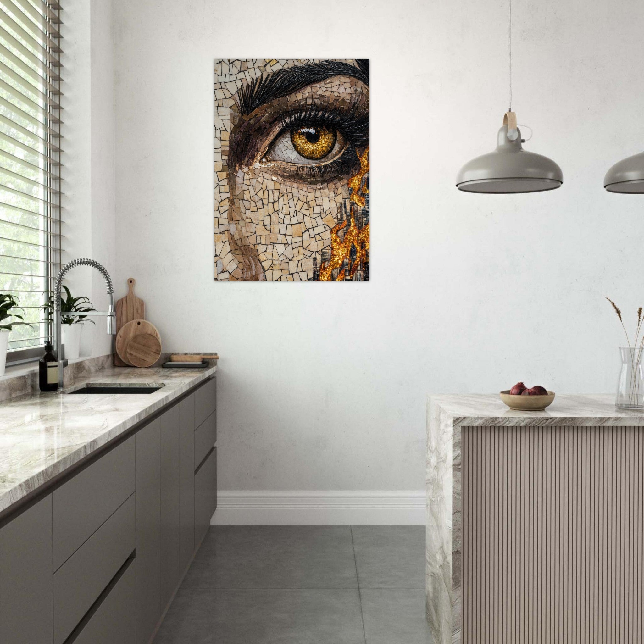 Aluminum Print Portrait - The Oracles Forbidden Prophecy Byzantine Mosaic 2 - Shop Ai Art WebShop - Digital Art online Store