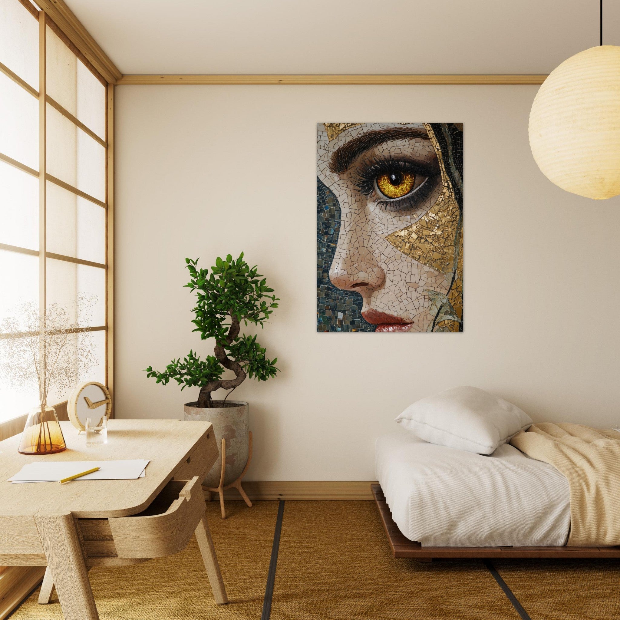 Aluminum Print Portrait - The Oracles Forbidden Prophecy Byzantine Mosaic - Shop Ai Art WebShop - Digital Art online Store