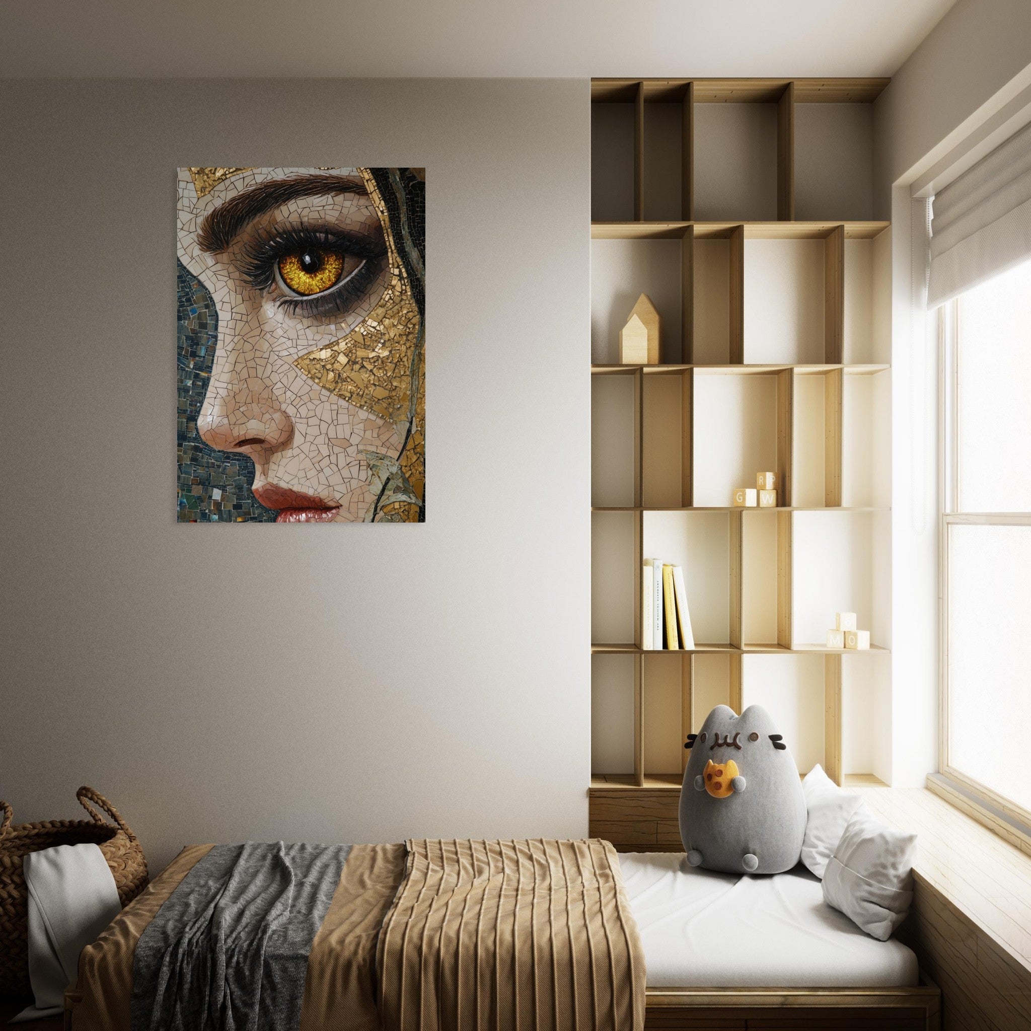 Aluminum Print Portrait - The Oracles Forbidden Prophecy Byzantine Mosaic - Shop Ai Art WebShop - Digital Art online Store