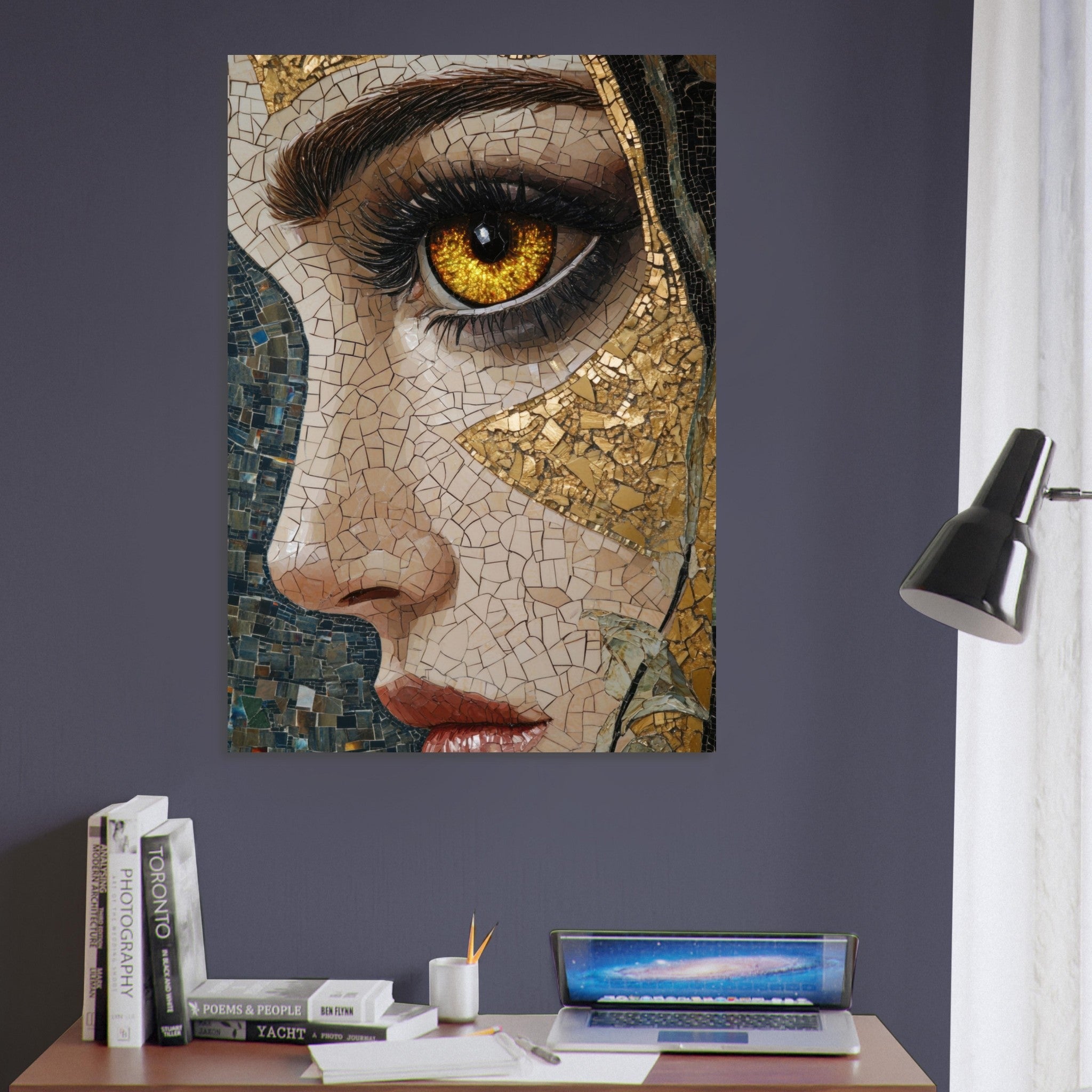 Aluminum Print Portrait - The Oracles Forbidden Prophecy Byzantine Mosaic - Shop Ai Art WebShop - Digital Art online Store