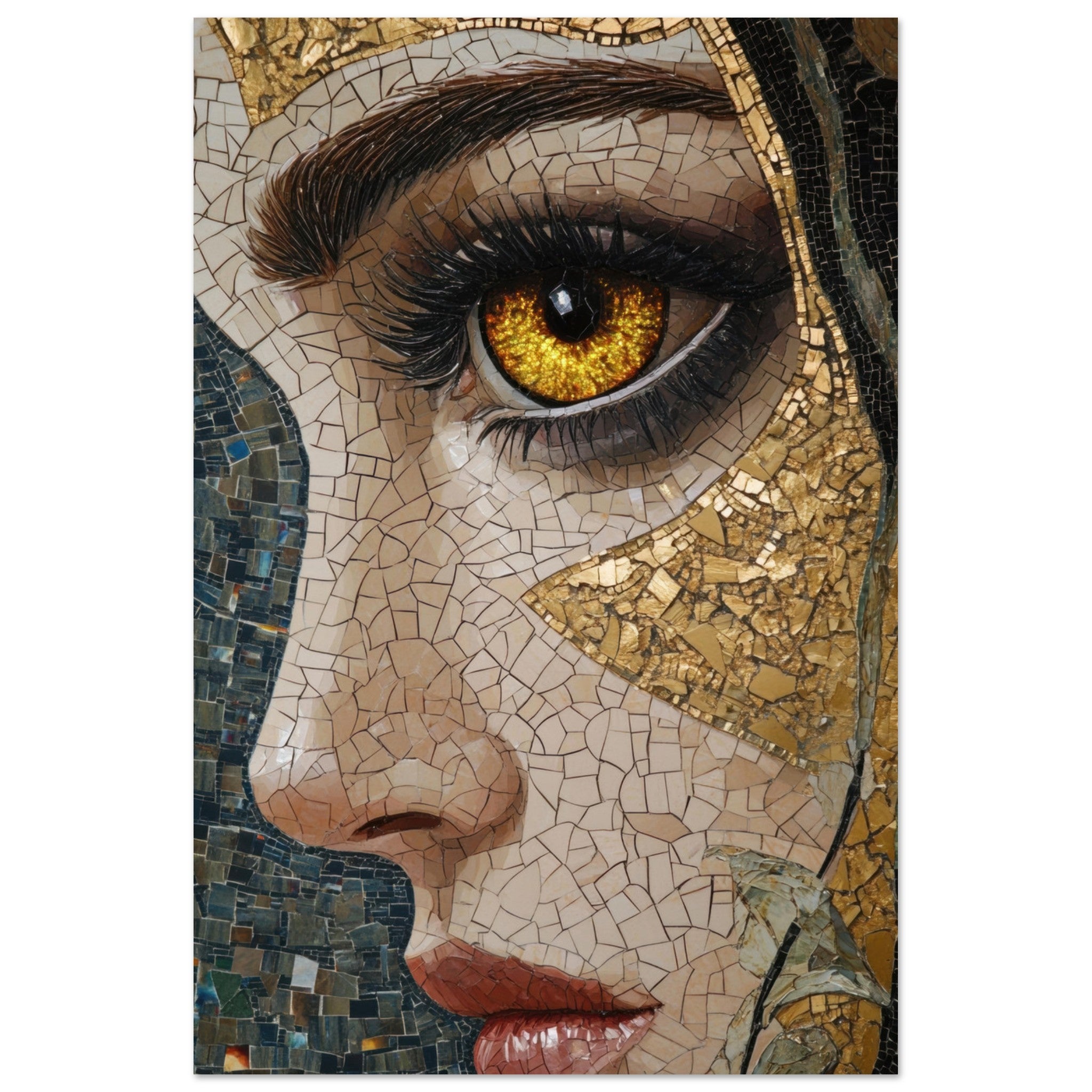 Aluminum Print Portrait - The Oracles Forbidden Prophecy Byzantine Mosaic - Shop Ai Art WebShop - Digital Art online Store