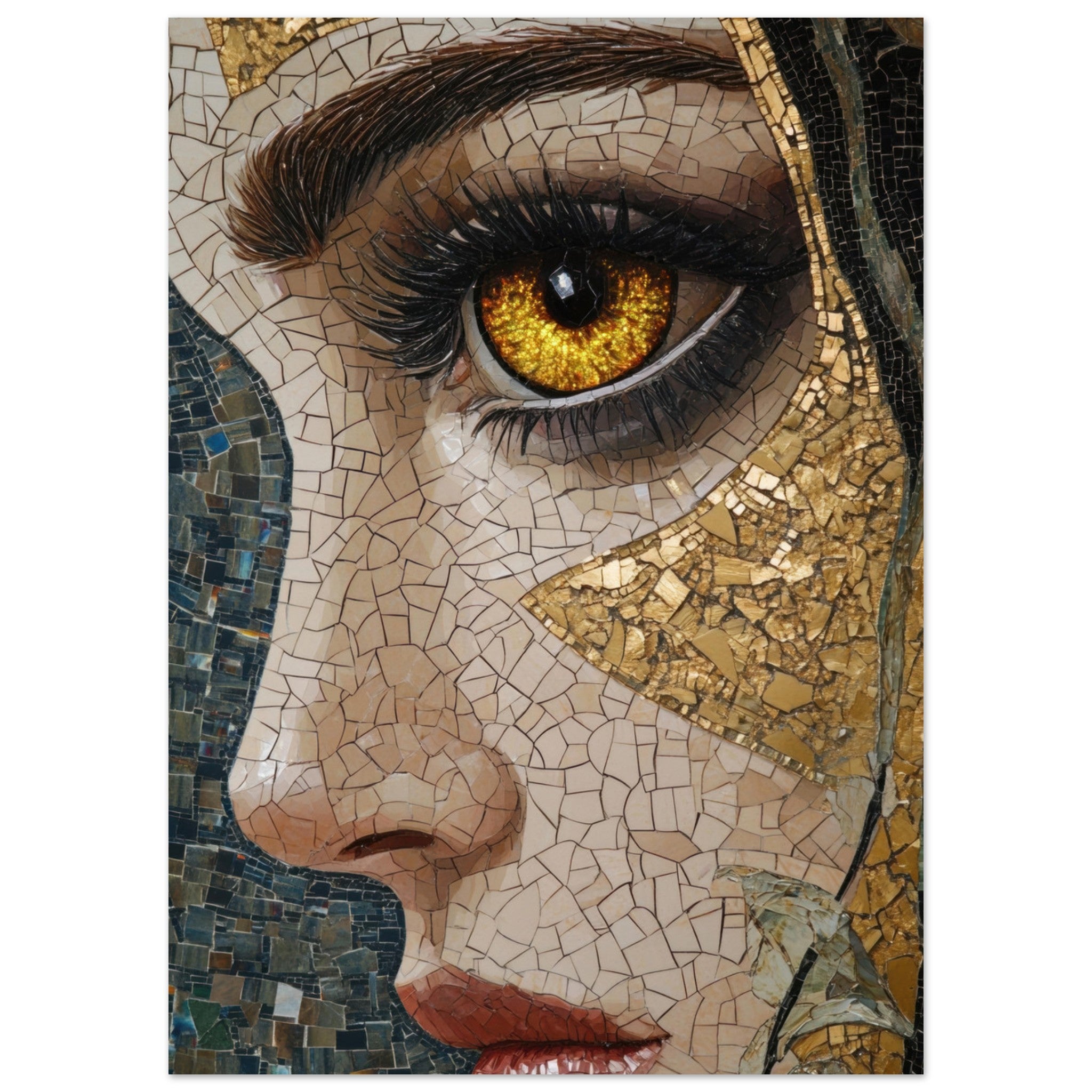 Aluminum Print Portrait - The Oracles Forbidden Prophecy Byzantine Mosaic - Shop Ai Art WebShop - Digital Art online Store