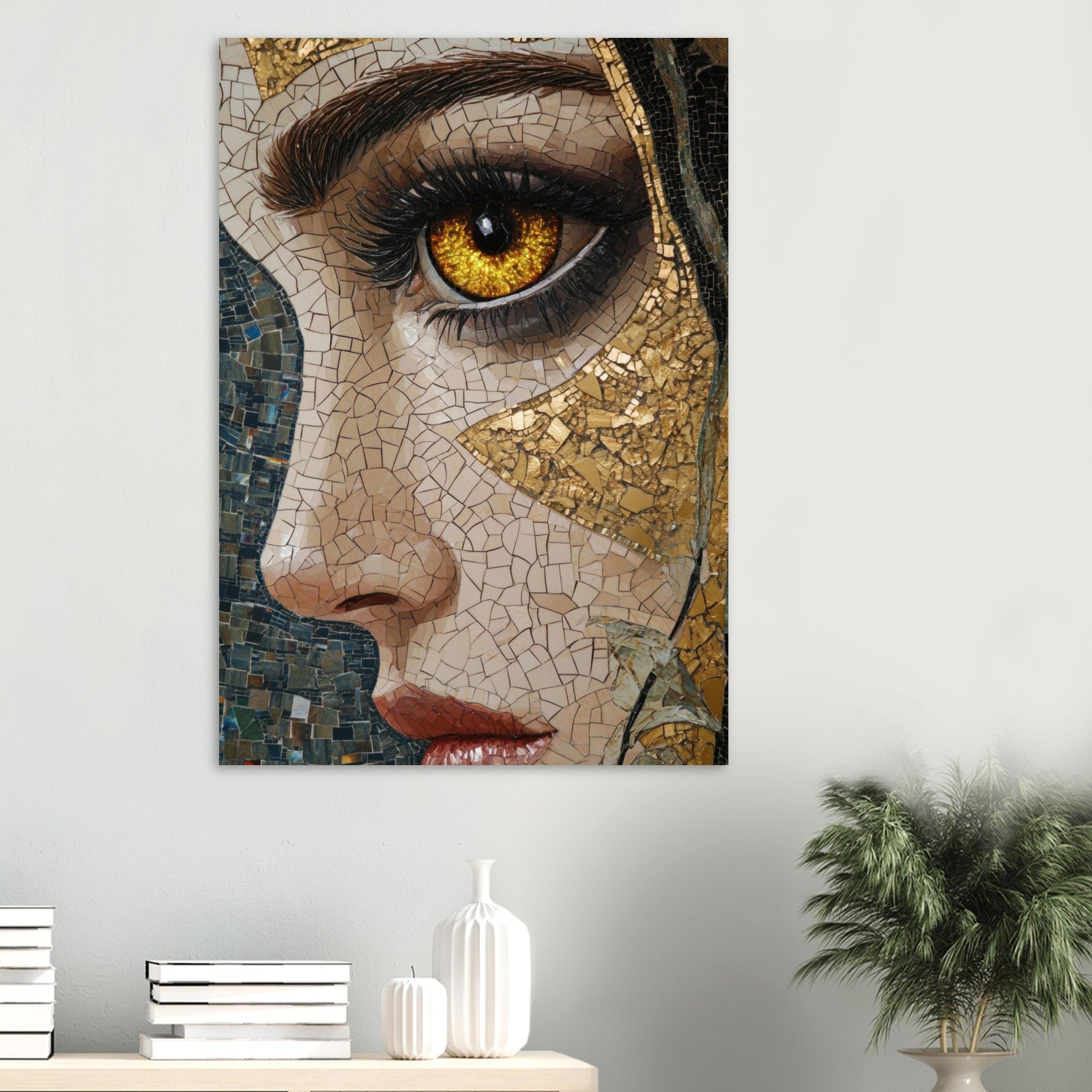 Aluminum Print Portrait - The Oracles Forbidden Prophecy Byzantine Mosaic - Shop Ai Art WebShop - Digital Art online Store